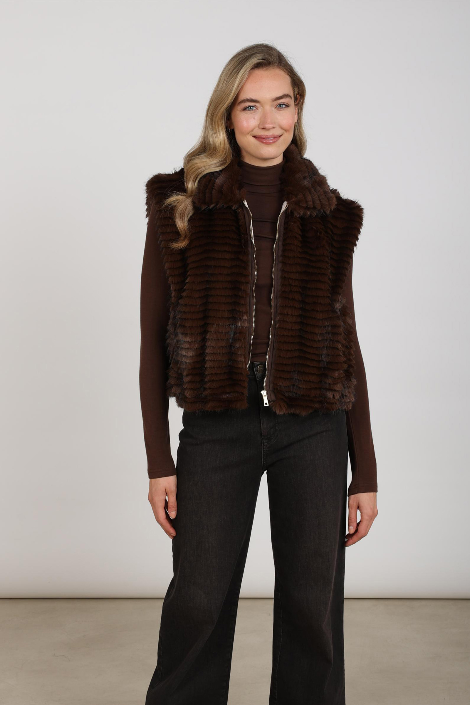 Dames gilet bruin