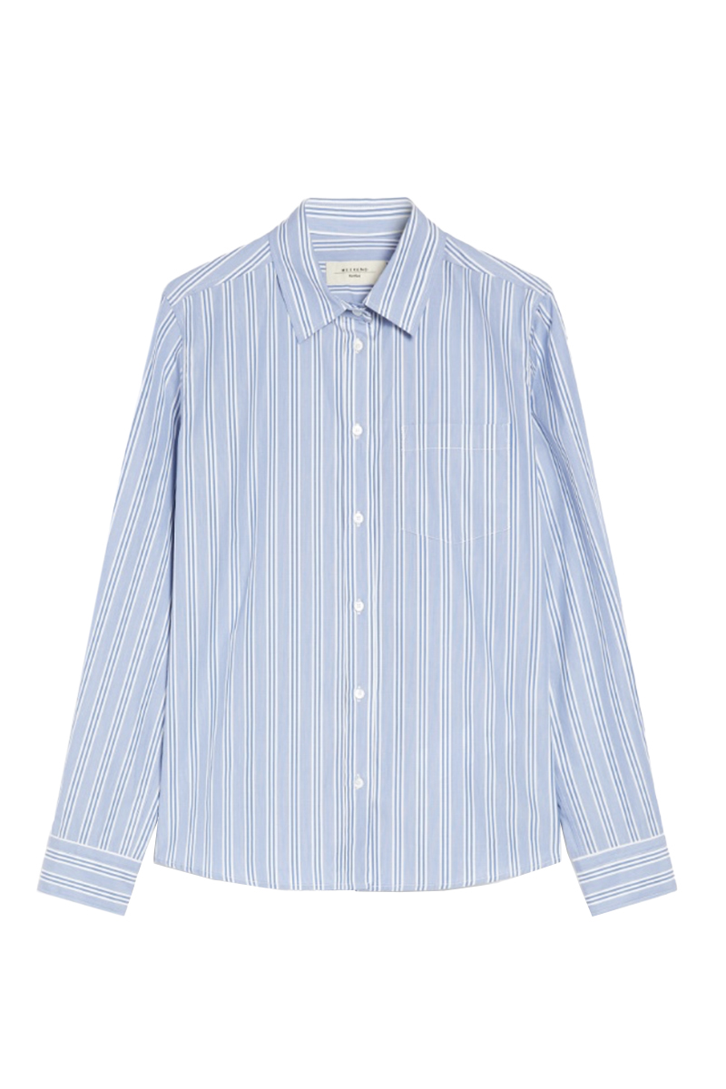 Dames blouse lange mouw blauw