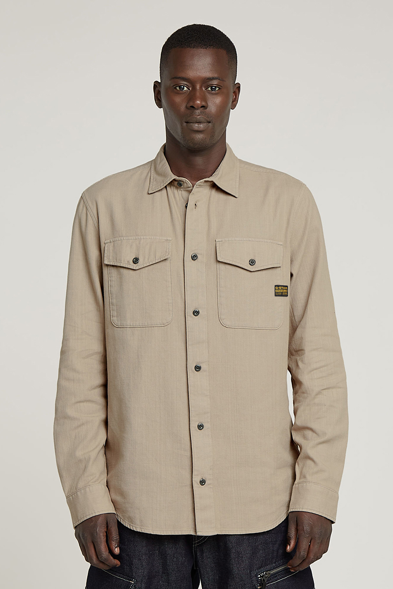 Heren overhemd lm casual bruin