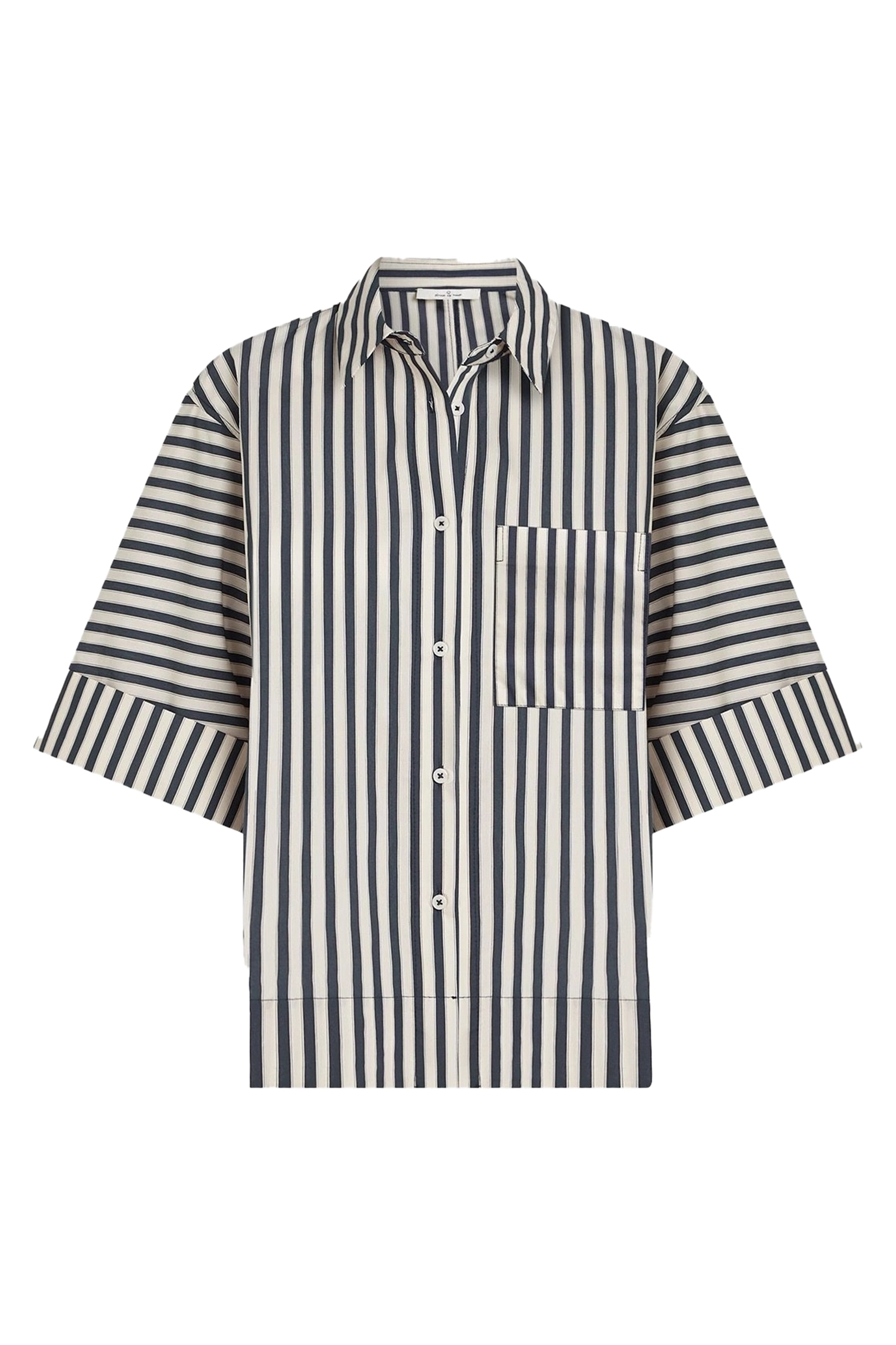 Dames blouse korte mouw blauw