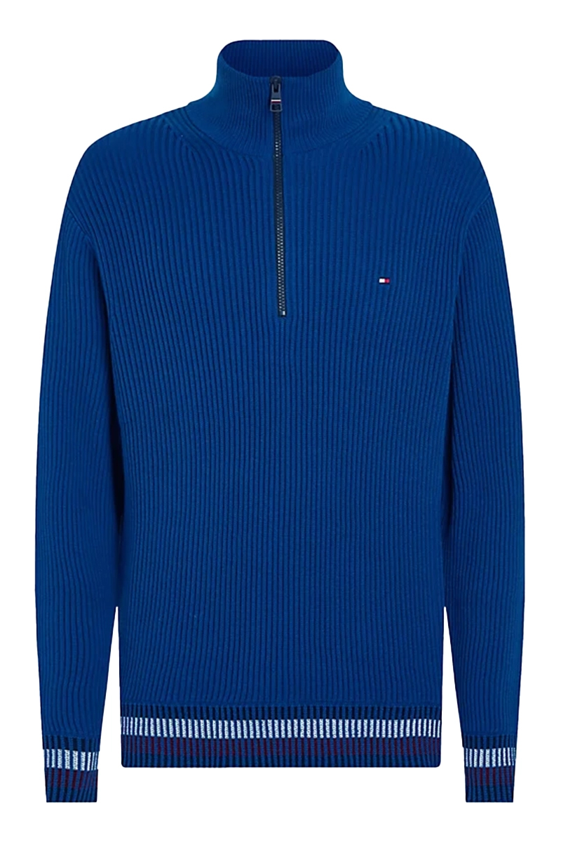 Tommy Hilfiger SHADOW GS RIB ZIP MOCK Blauw-1 1