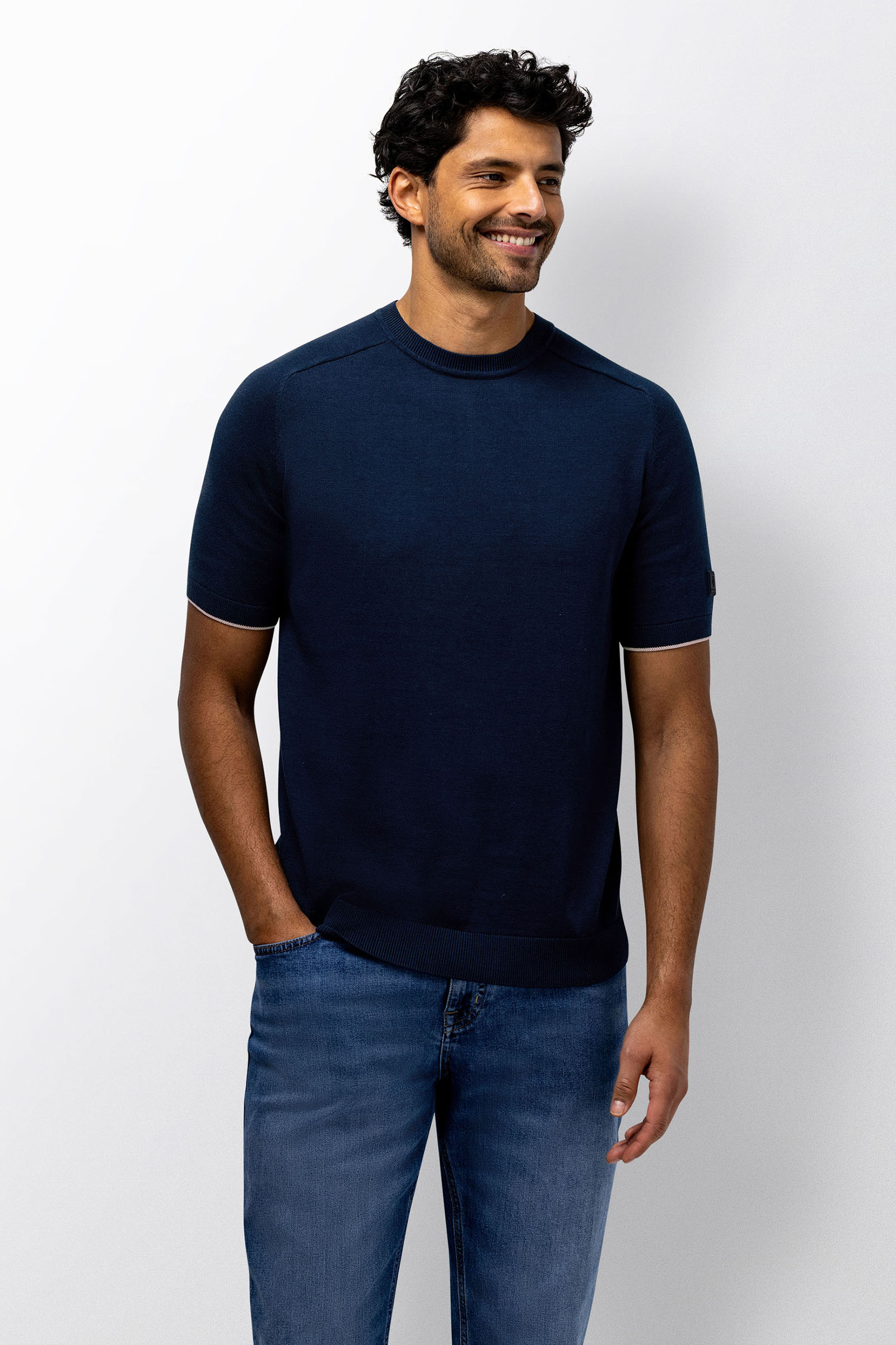Heren t-shirt kortemouw blauw