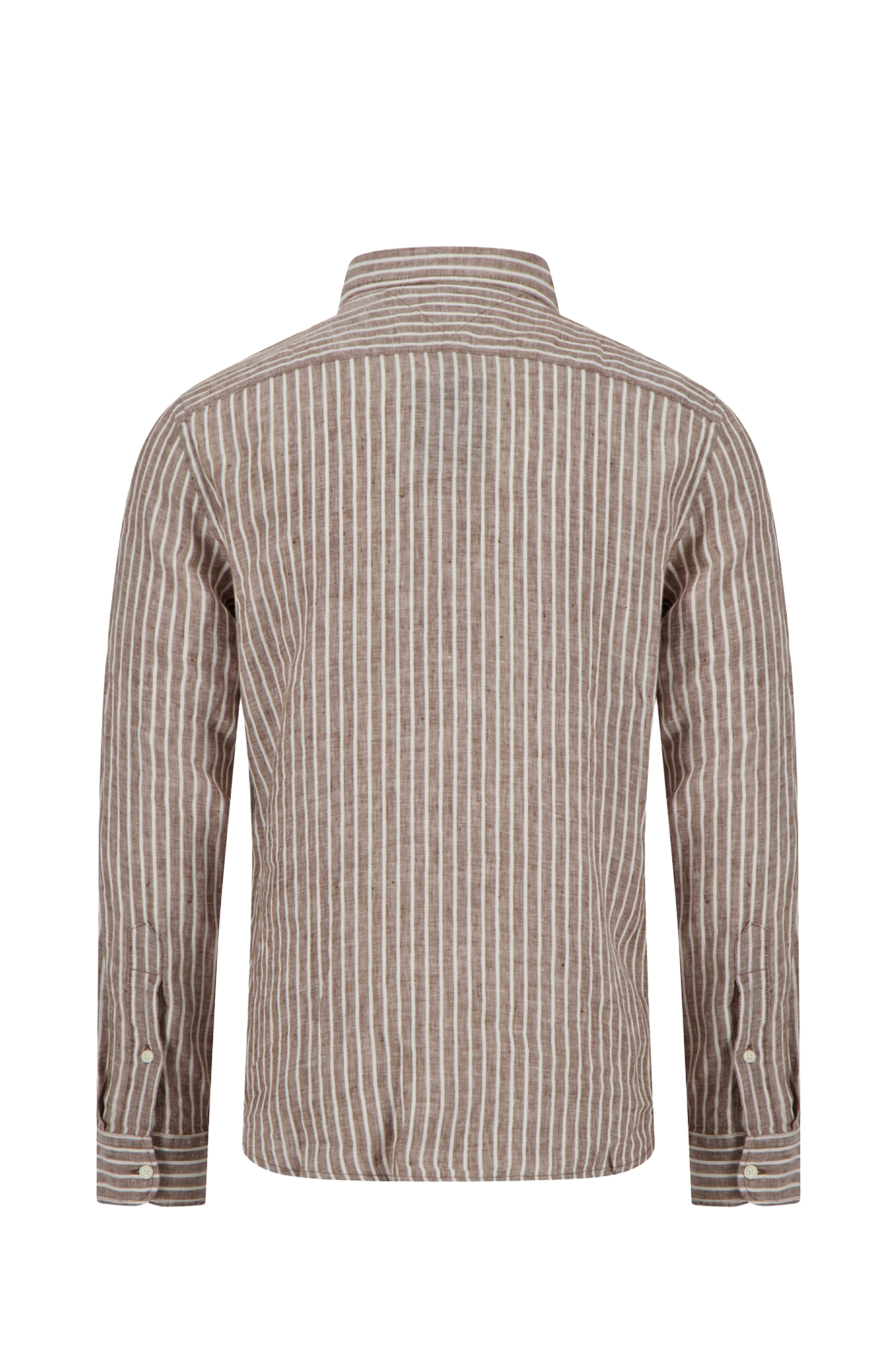 Heren overhemd lm casual bruin