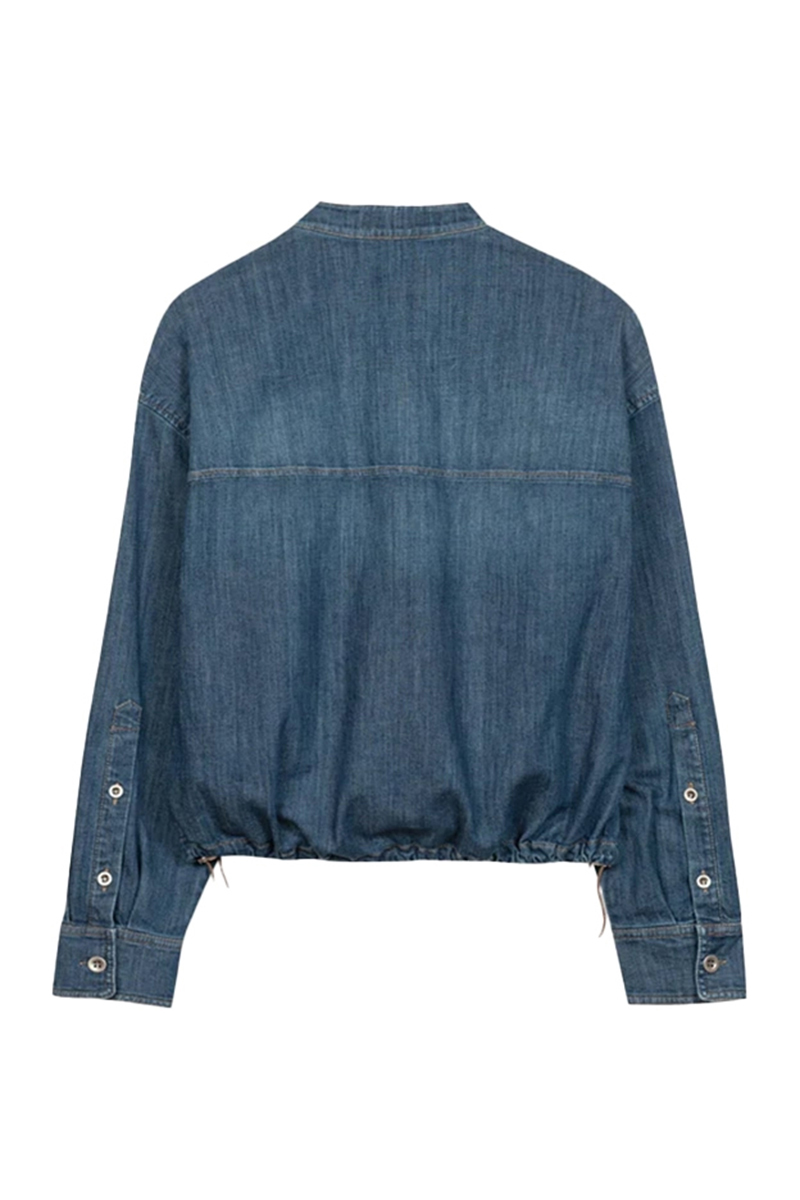 Dames blouse lange mouw blauw