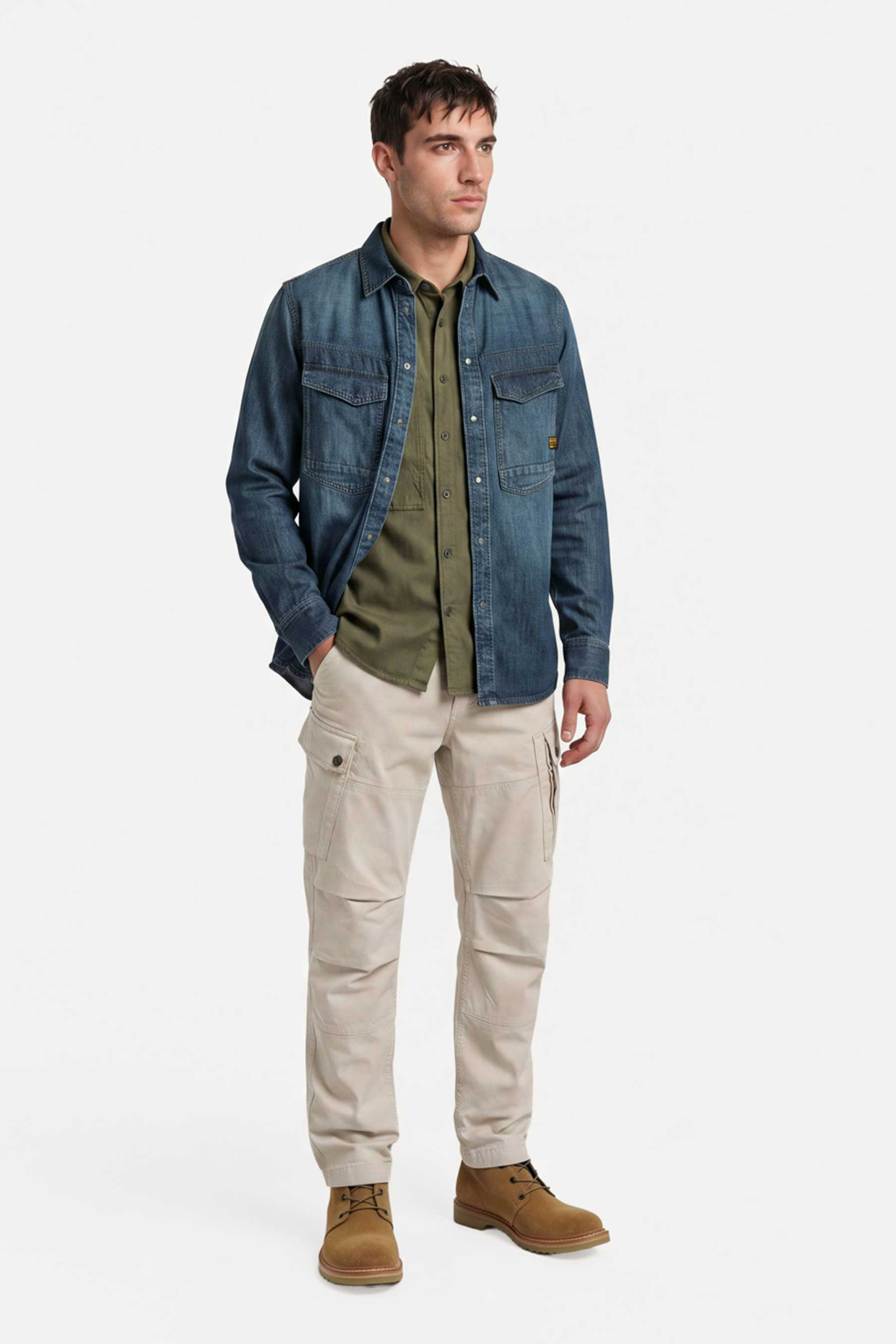 Heren overhemd lm casual blauw