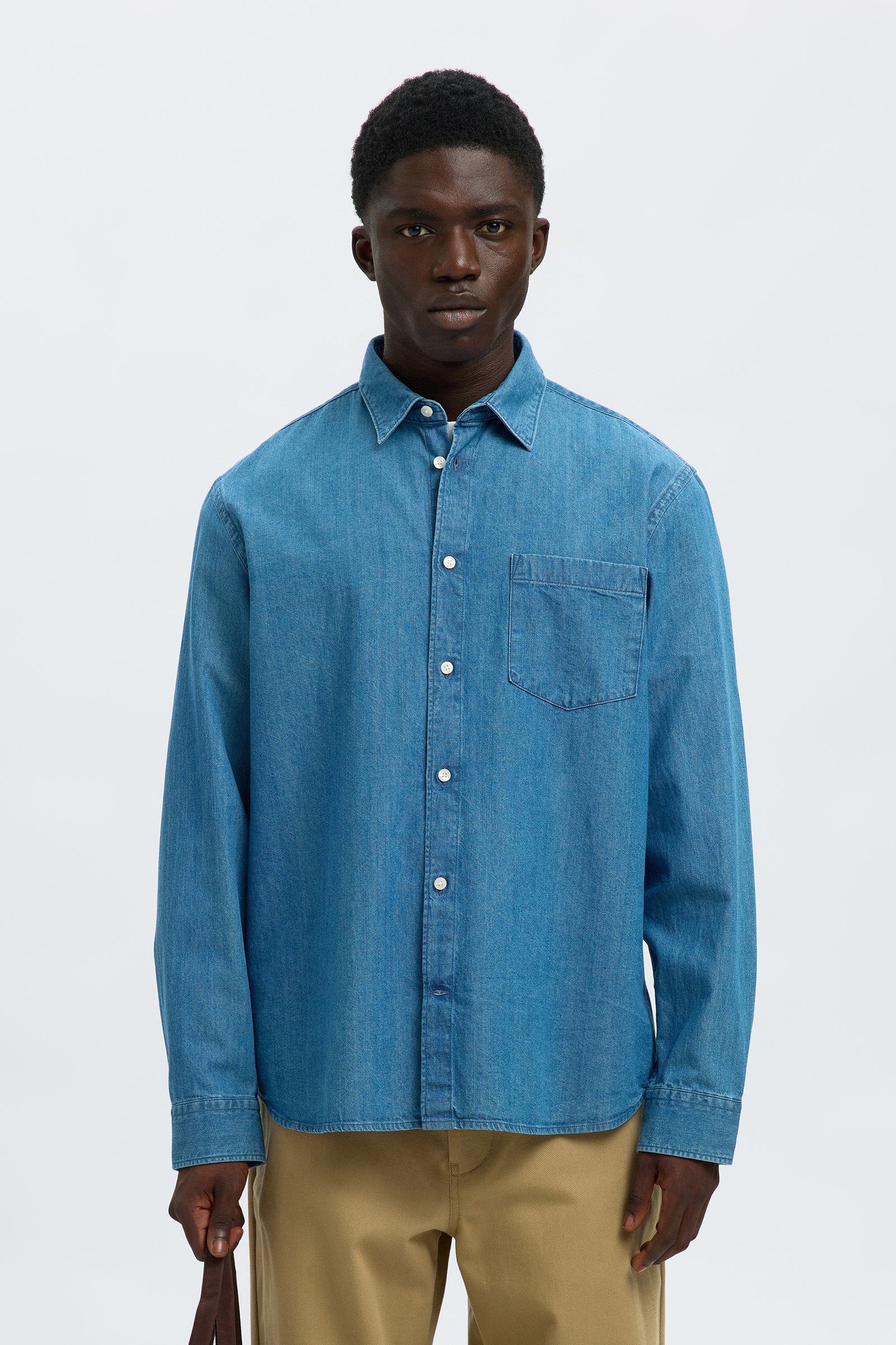 Heren overhemd lm casual blauw