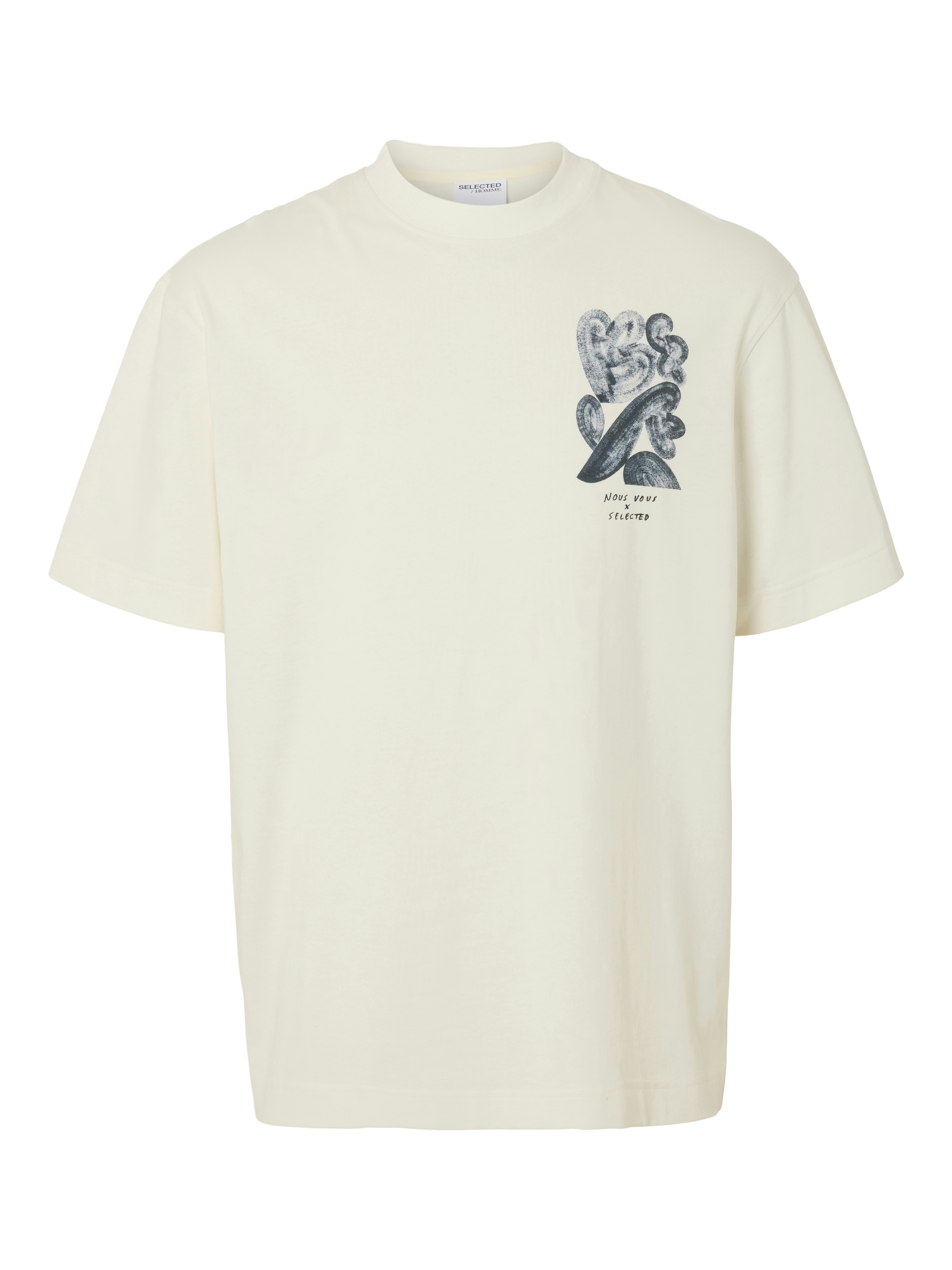 Selected SLHRELAXWILL LICENSE SS O-NECK TEE 183298002-Cloud Dancer/Neutral Color 1