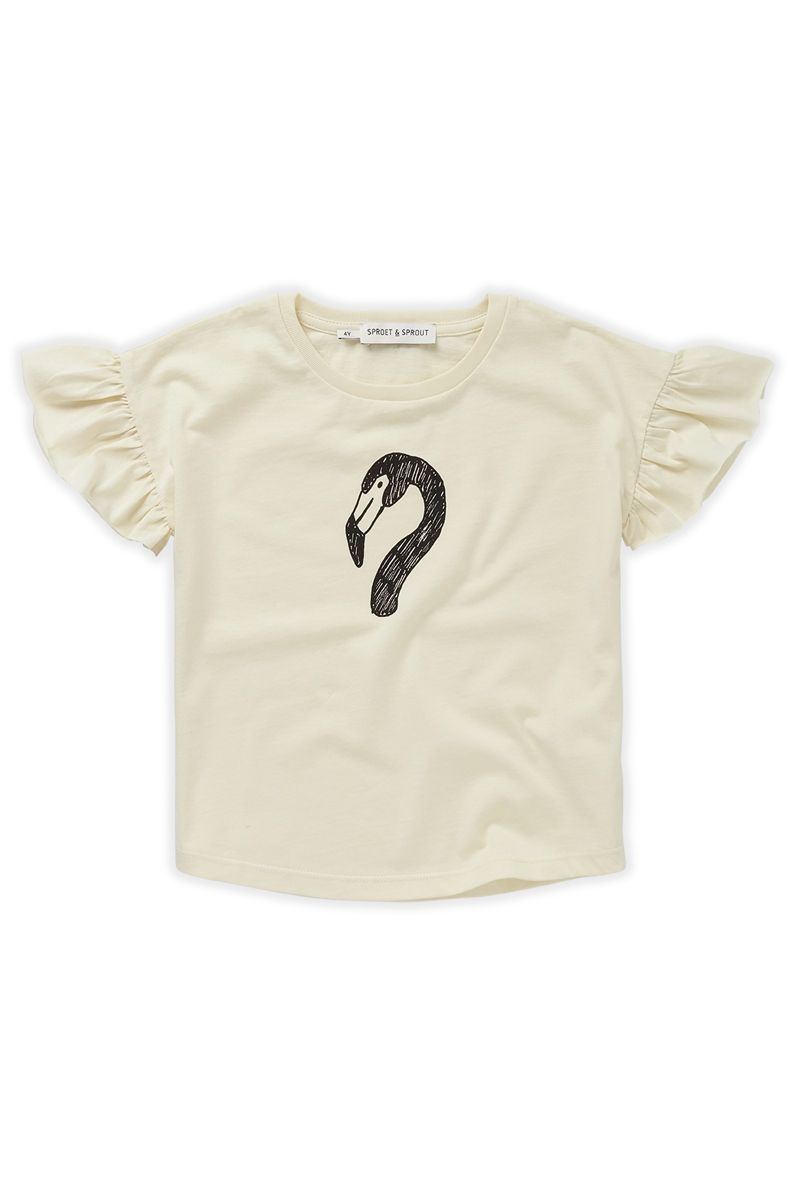 Sproet & Sprout T-shirt ruffle Flamingo Ecru-1 1