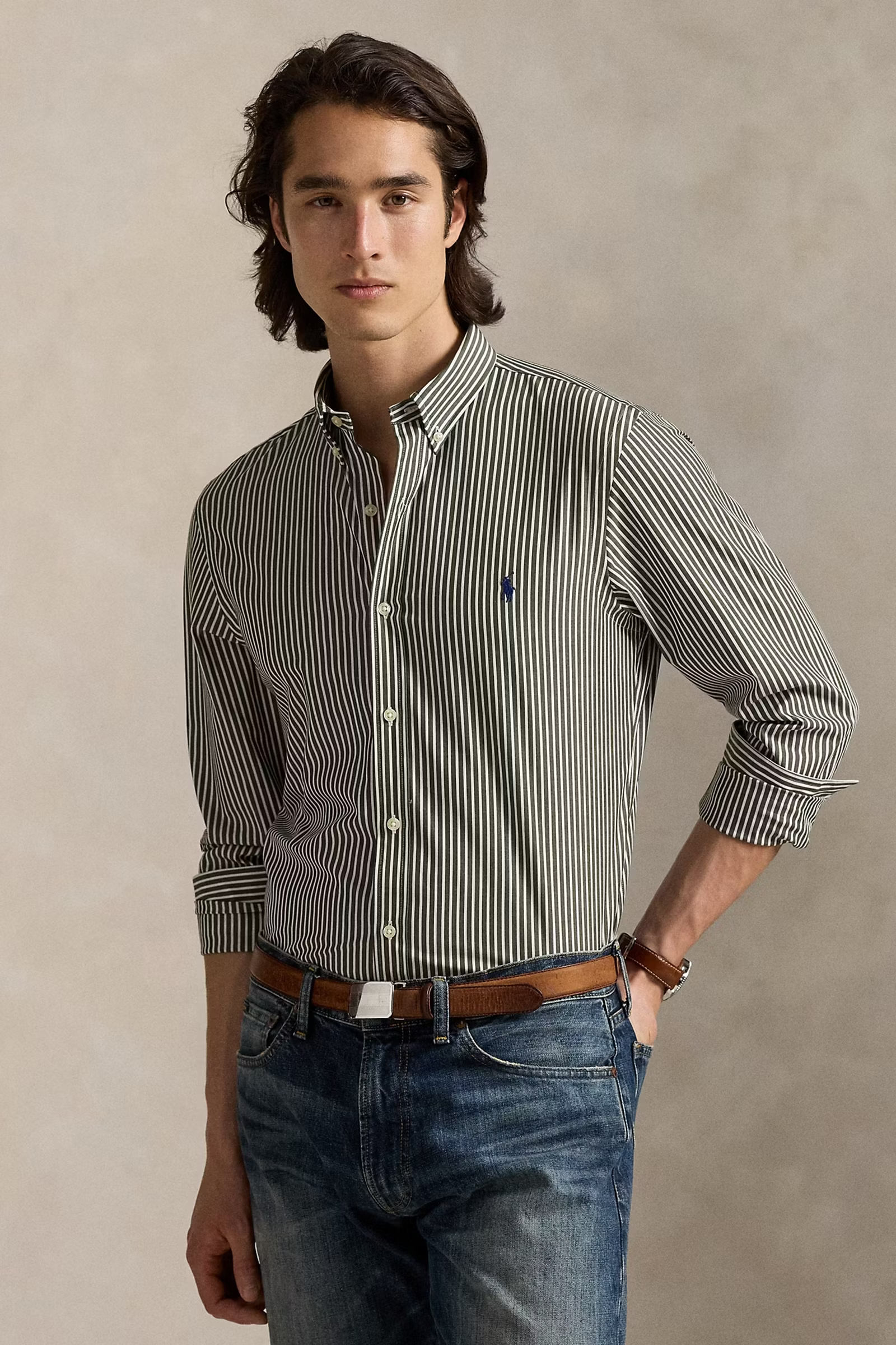 Heren overhemd lm casual groen