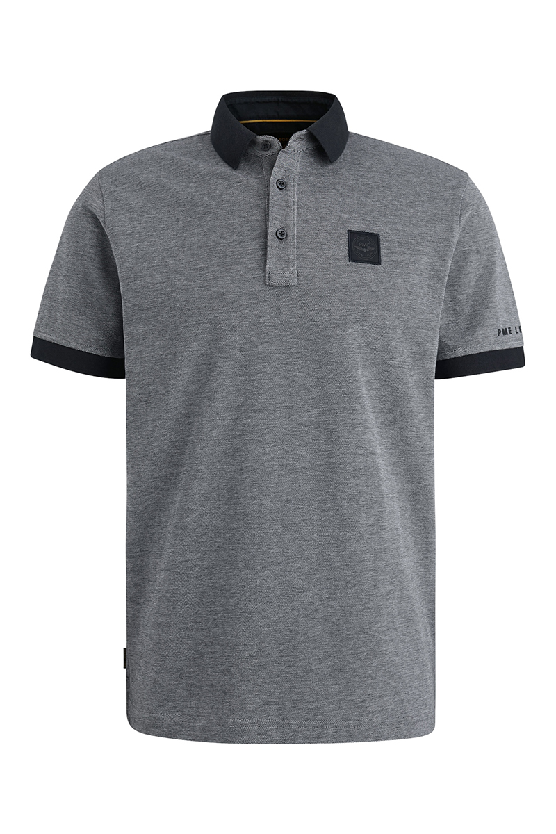 PME Legend Short sleeve polo two tone pique Blauw-1 1