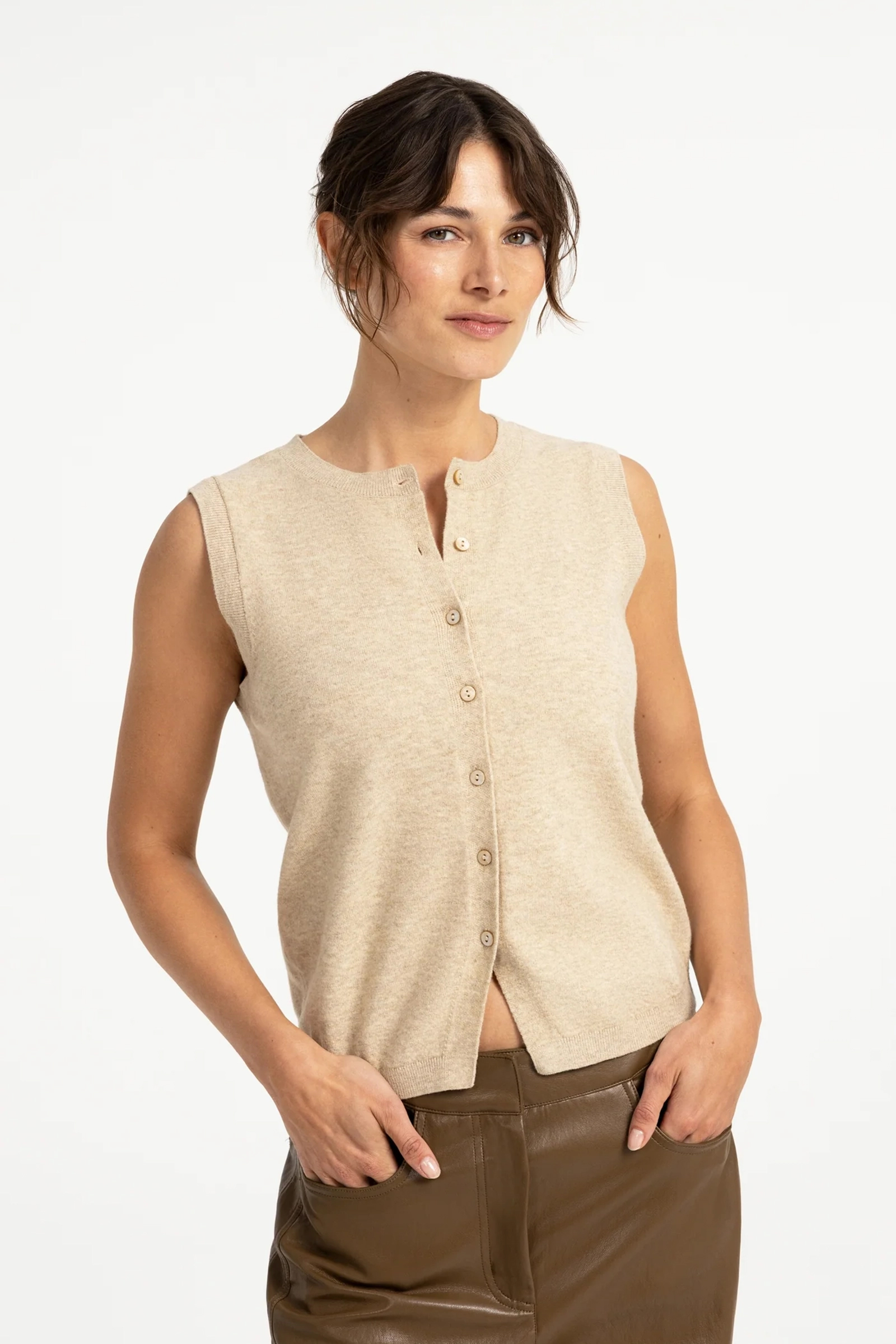 Dames vest bruin