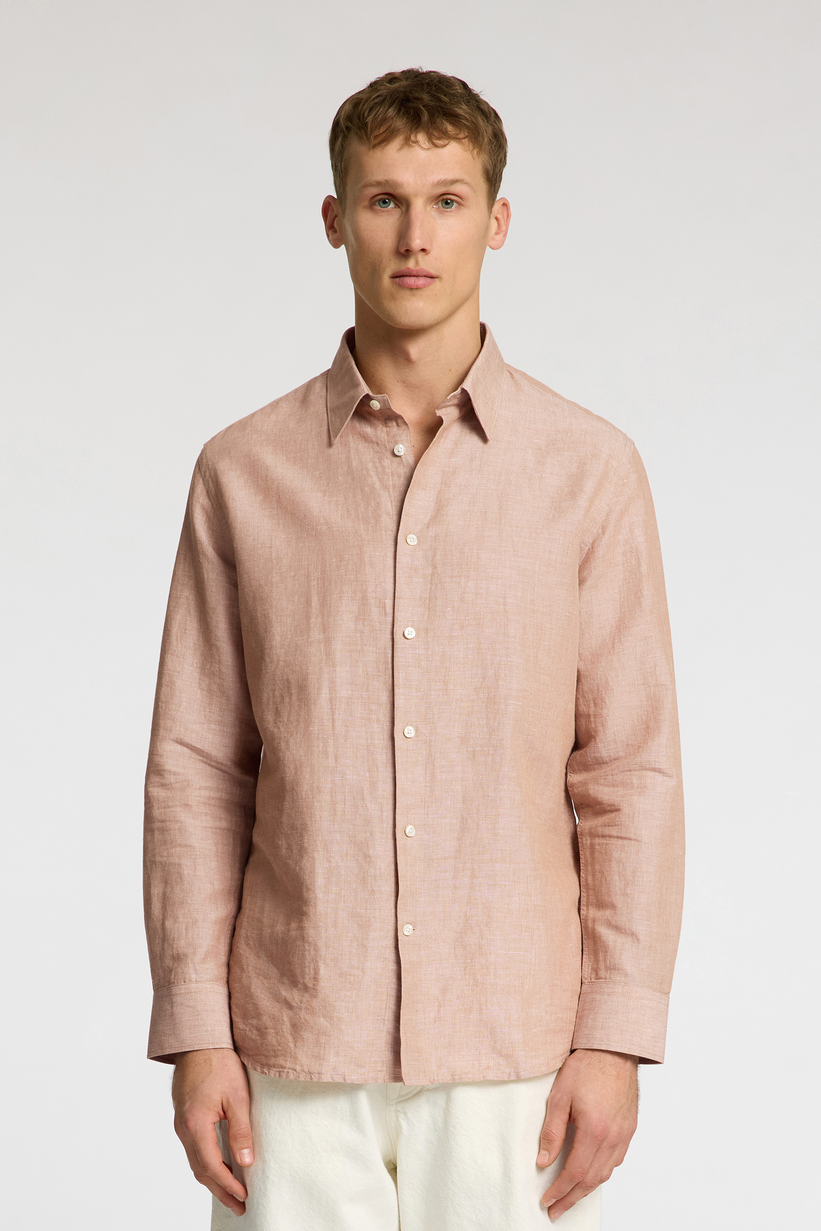 Heren overhemd lm casual bruin