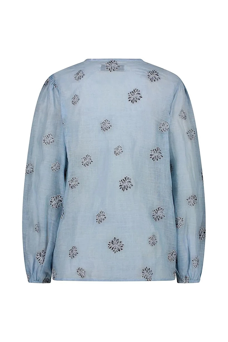 Dames blouse lange mouw blauw
