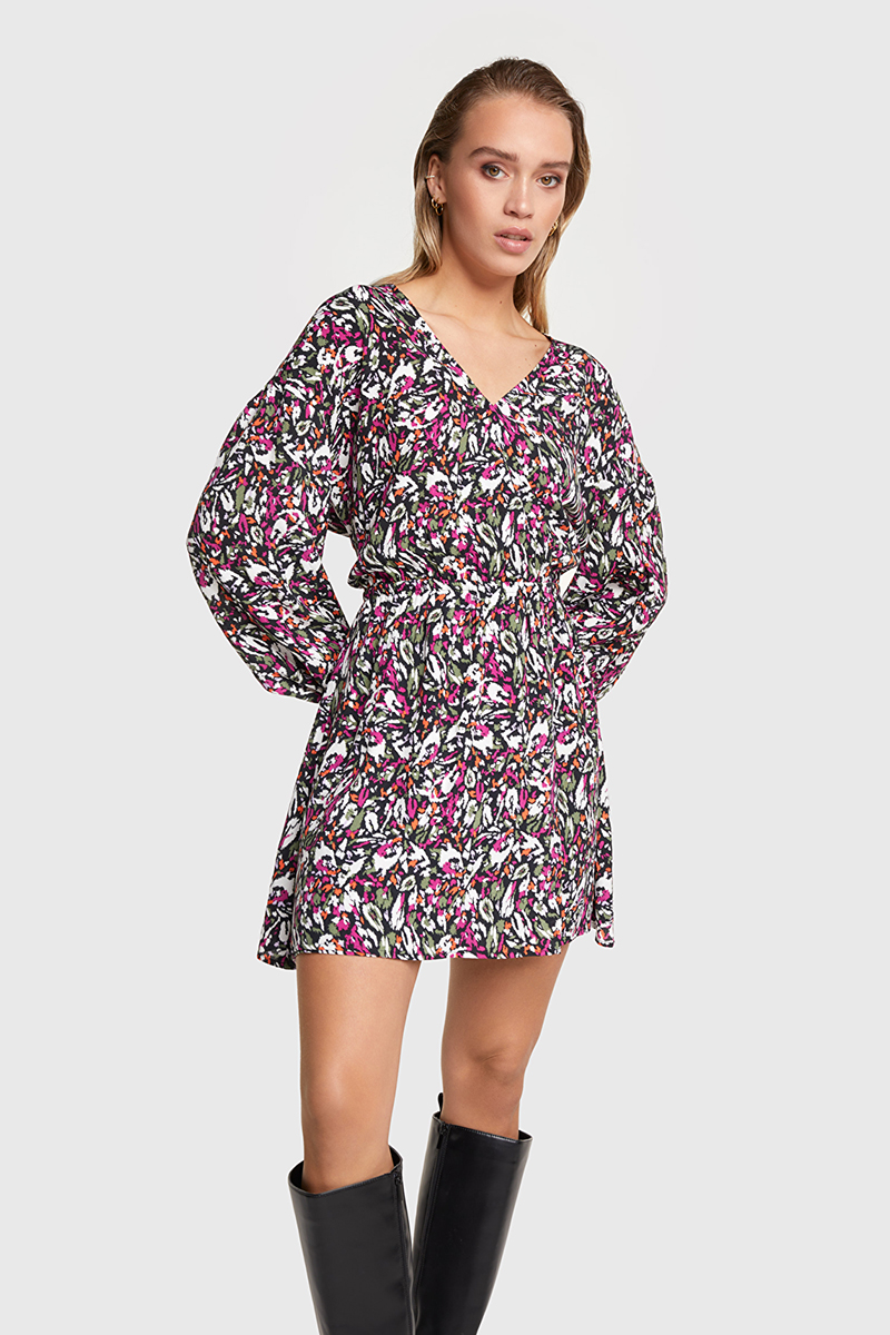 Alix the Label Blurry  flower wrap dress Groen-1 2