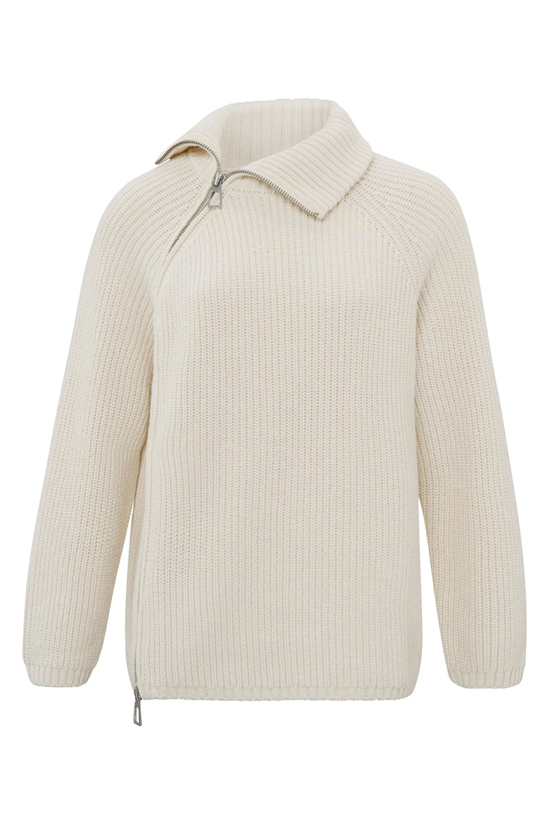 Yaya Sweater with zipper OFF WHITE KNIT 1