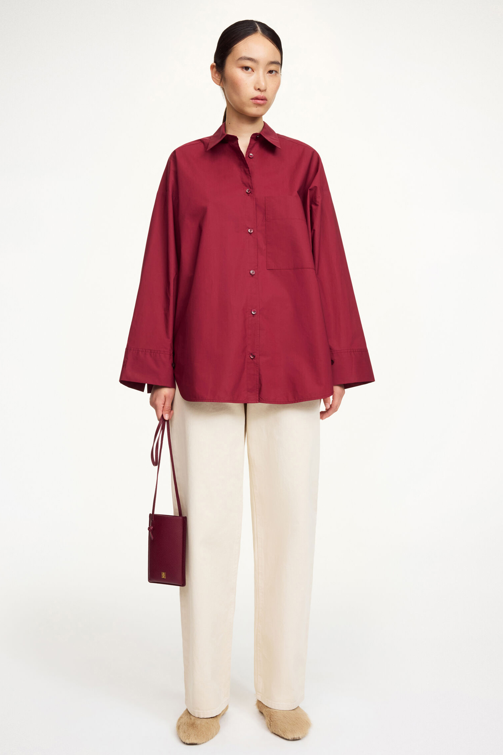 Dames blouse lange mouw rood