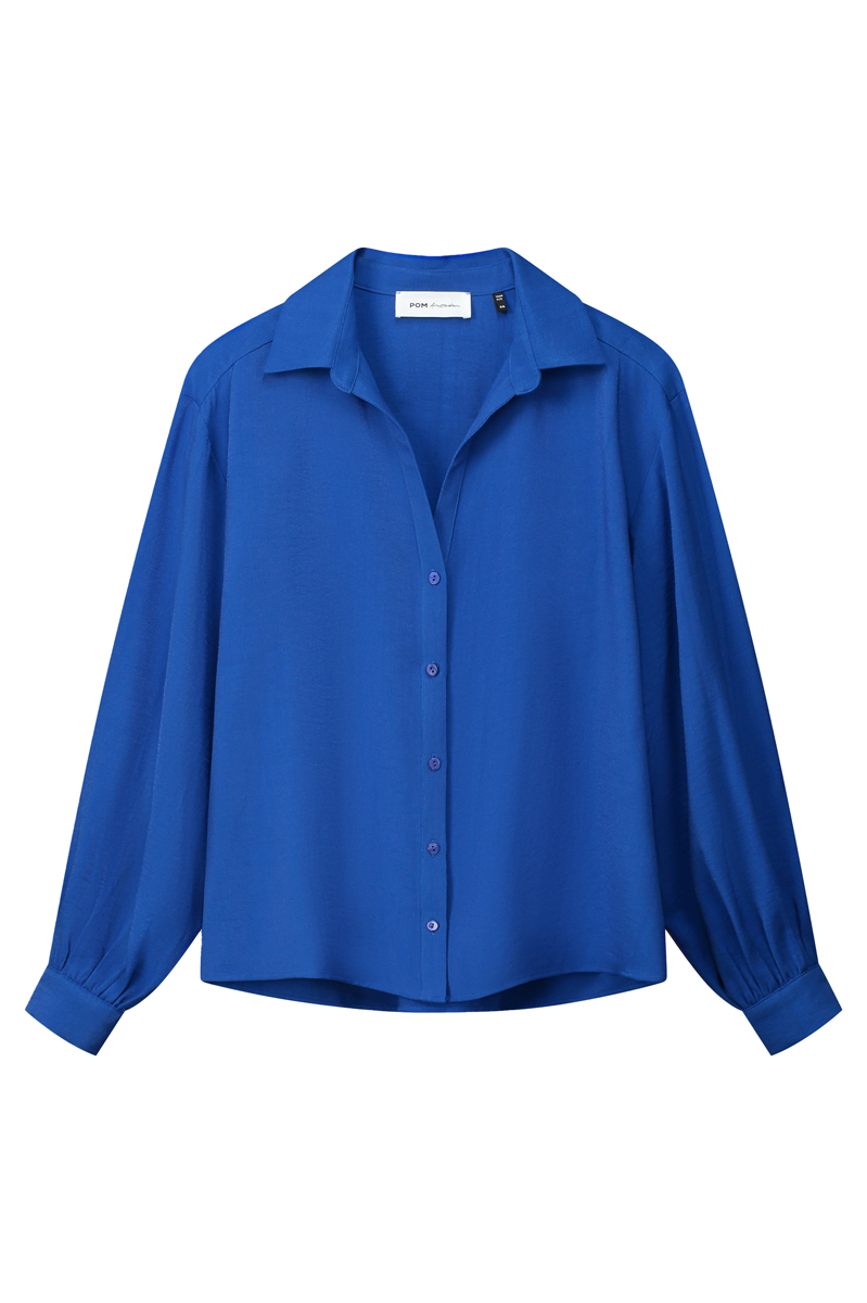 Dames blouse lange mouw blauw