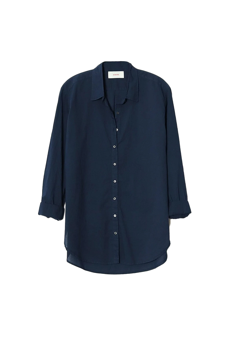 Dames blouse lange mouw blauw