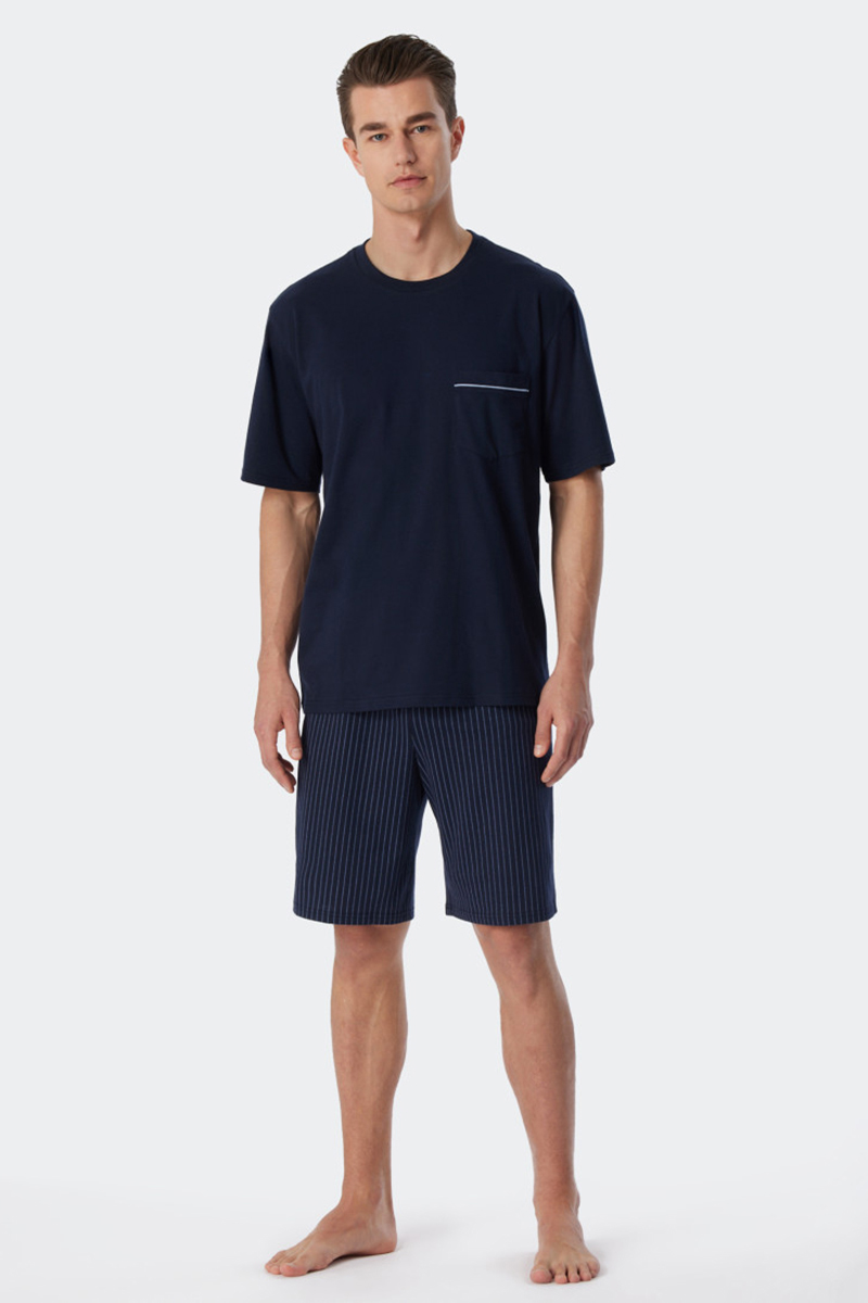 Schiesser Nachtmode heren pyjama Blauw-1 2