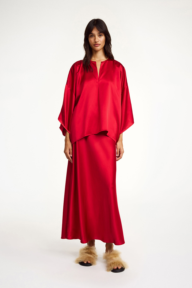 Dames blouse korte mouw rood