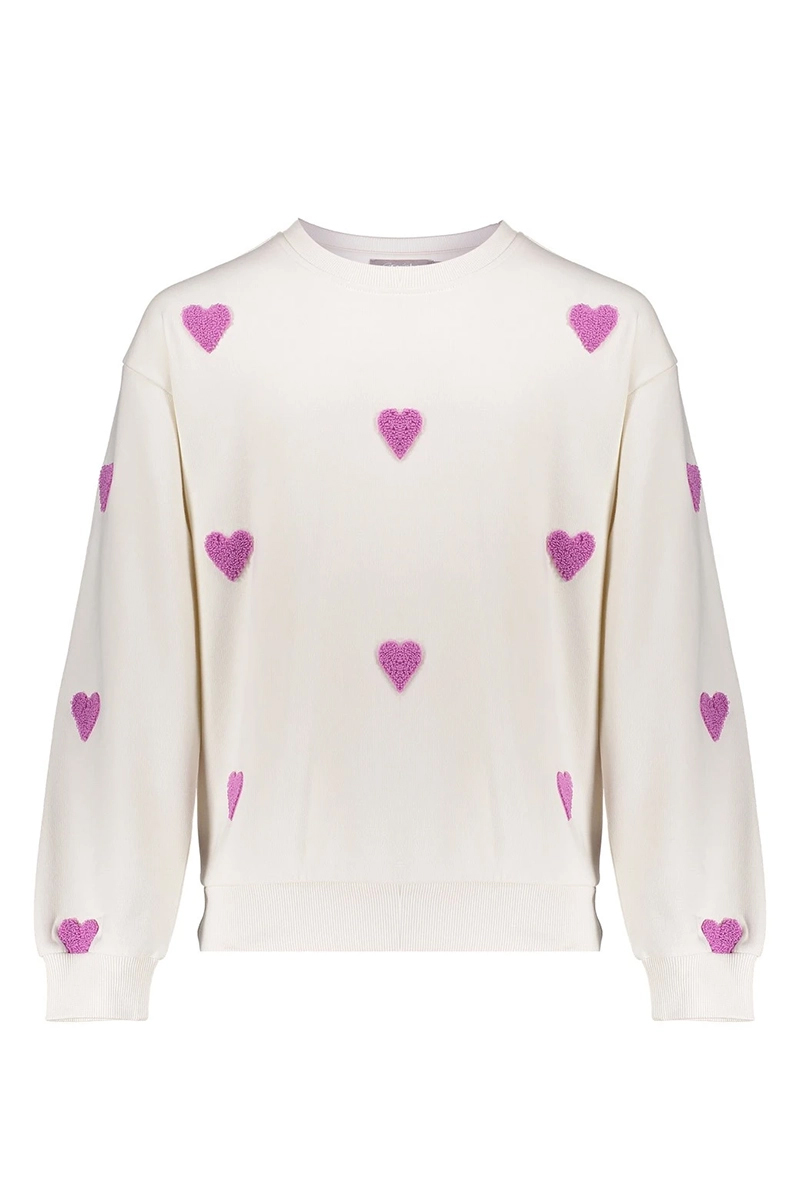 Geisha Sweater hearts terry Ecru-1 1