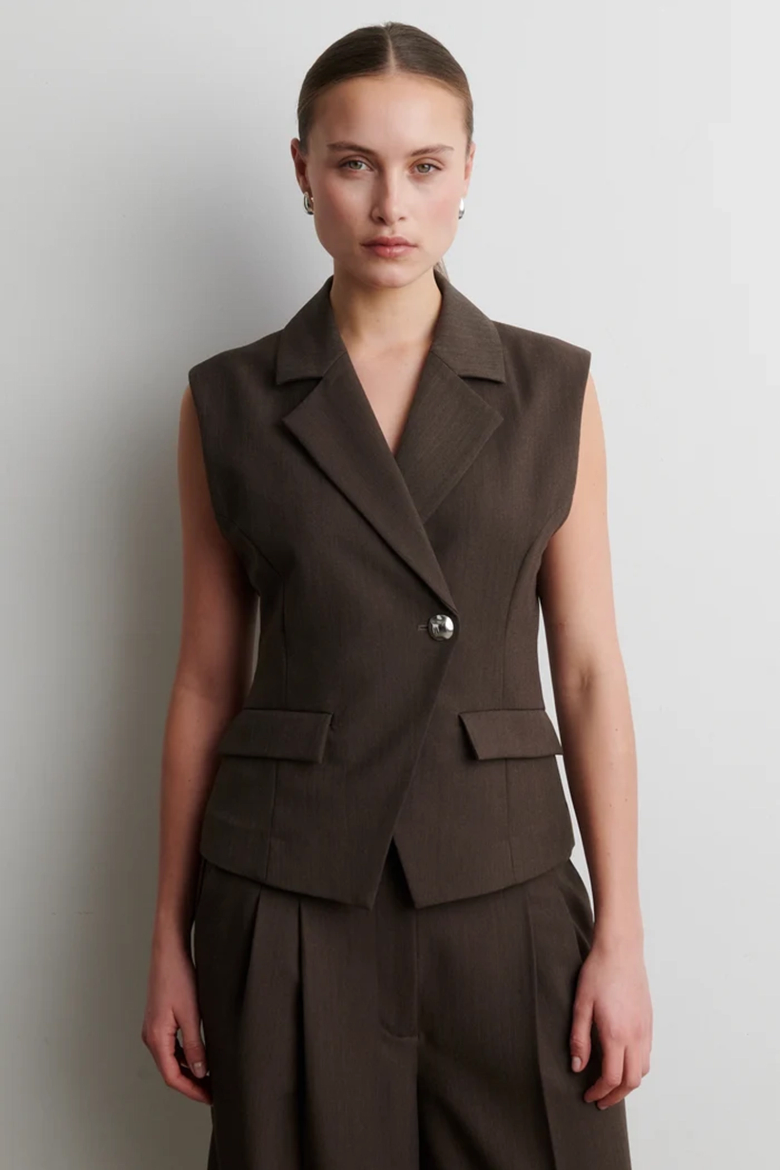Dames gilet bruin