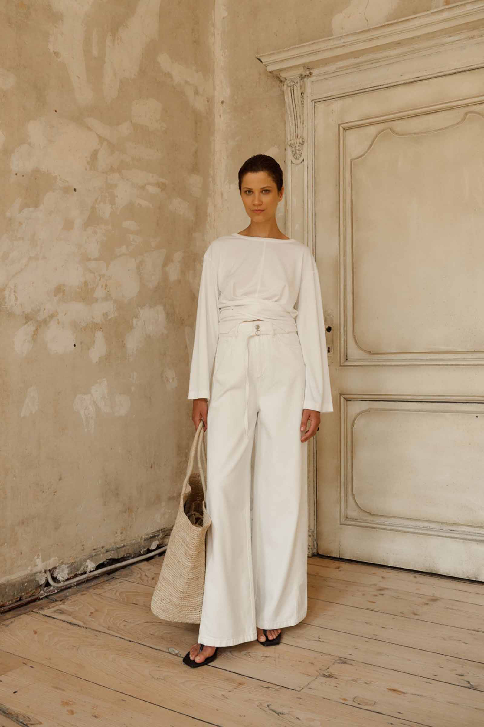 Dames t-shirt lange mouw ecru