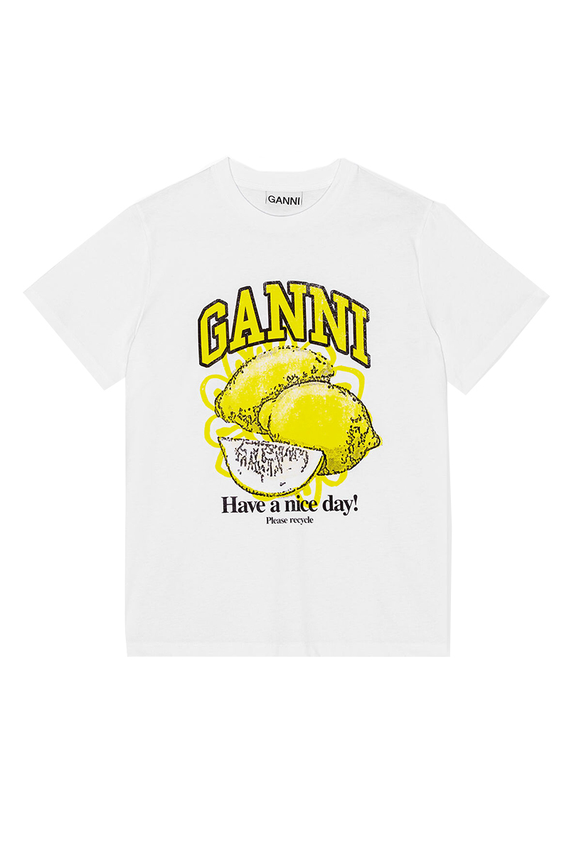 Ganni Basic jersey lemon Wit-1 1