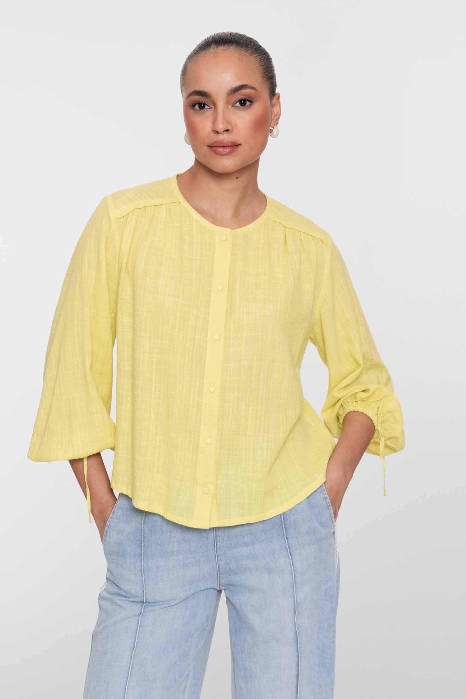 Dames blouse korte mouw bruin