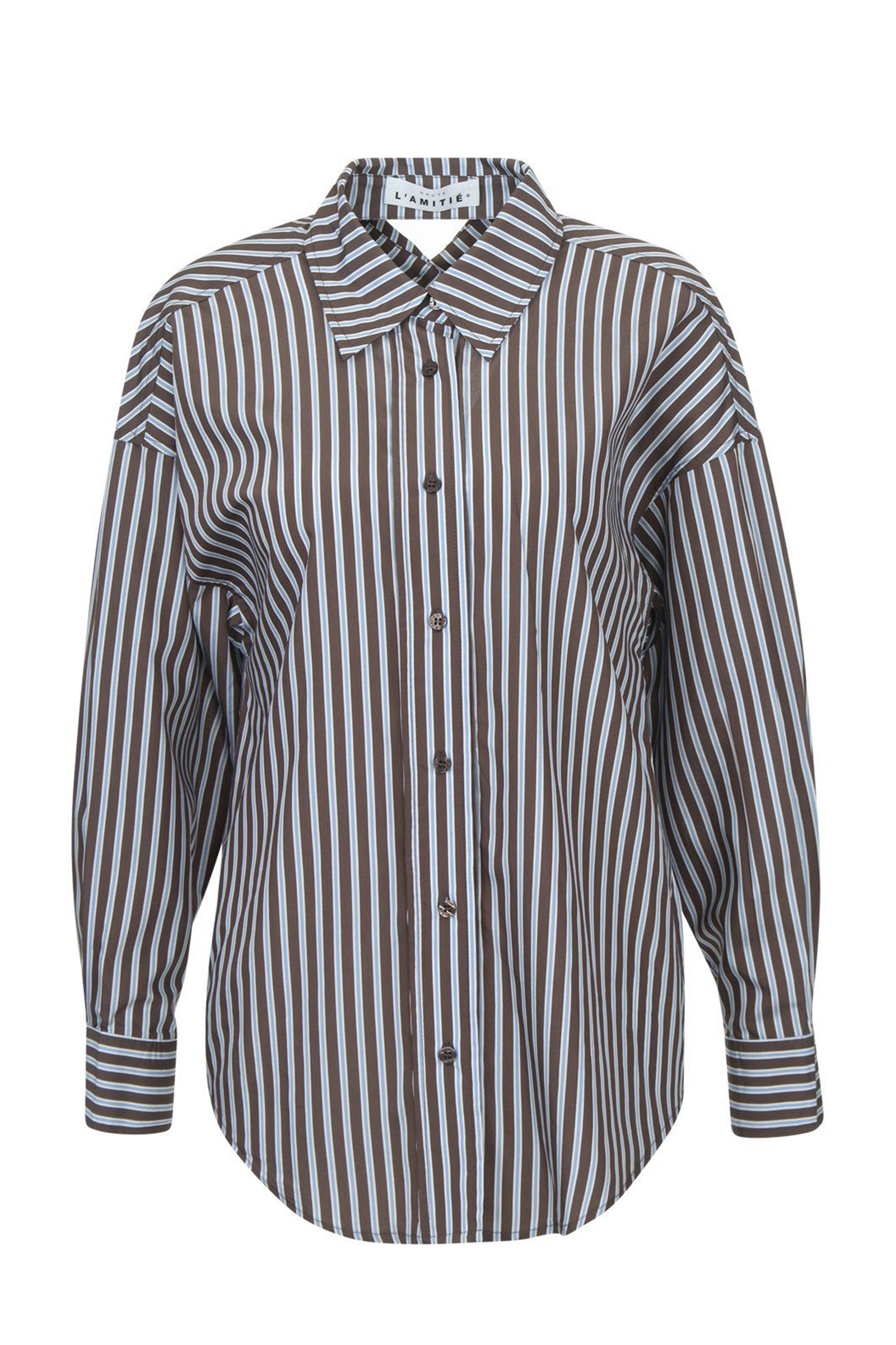 Dames blouse lange mouw bruin