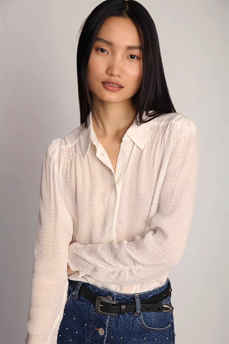 Dames blouse lange mouw wit