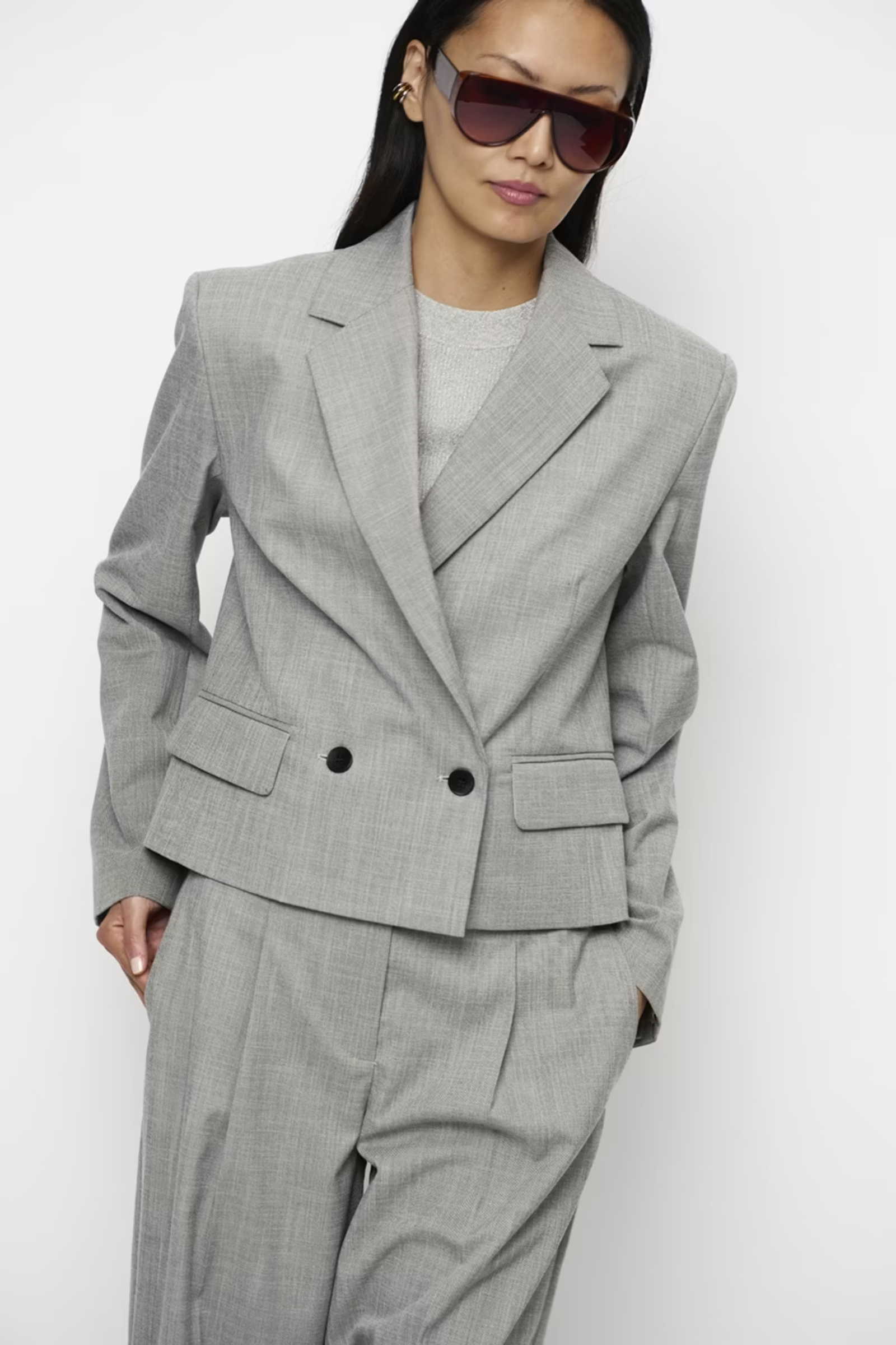 Dames blazer grijs