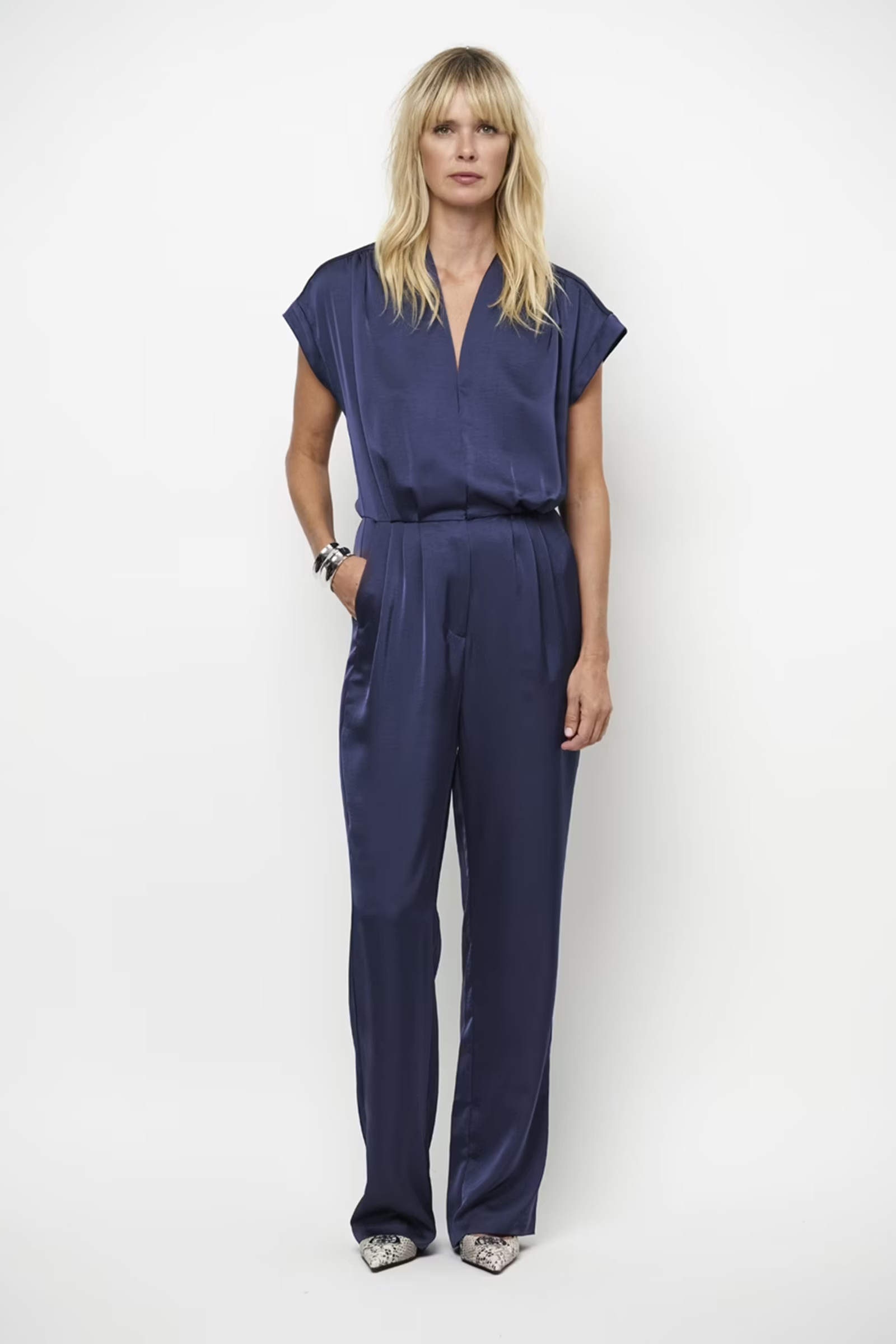 Dames jumpsuit/tuinbroek blauw