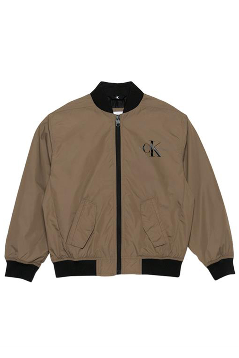 Calvin Klein mono logo essential bomber bruin/beige 1