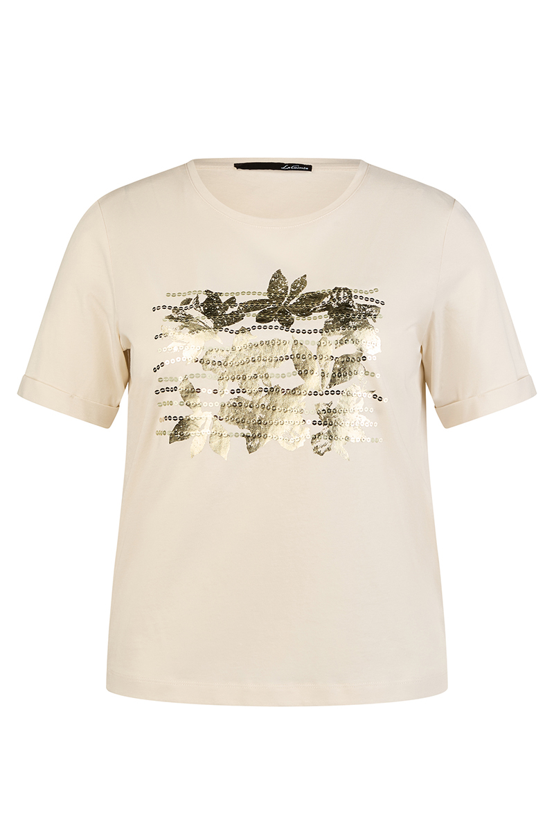 Dames t-shirt korte mouw ecru