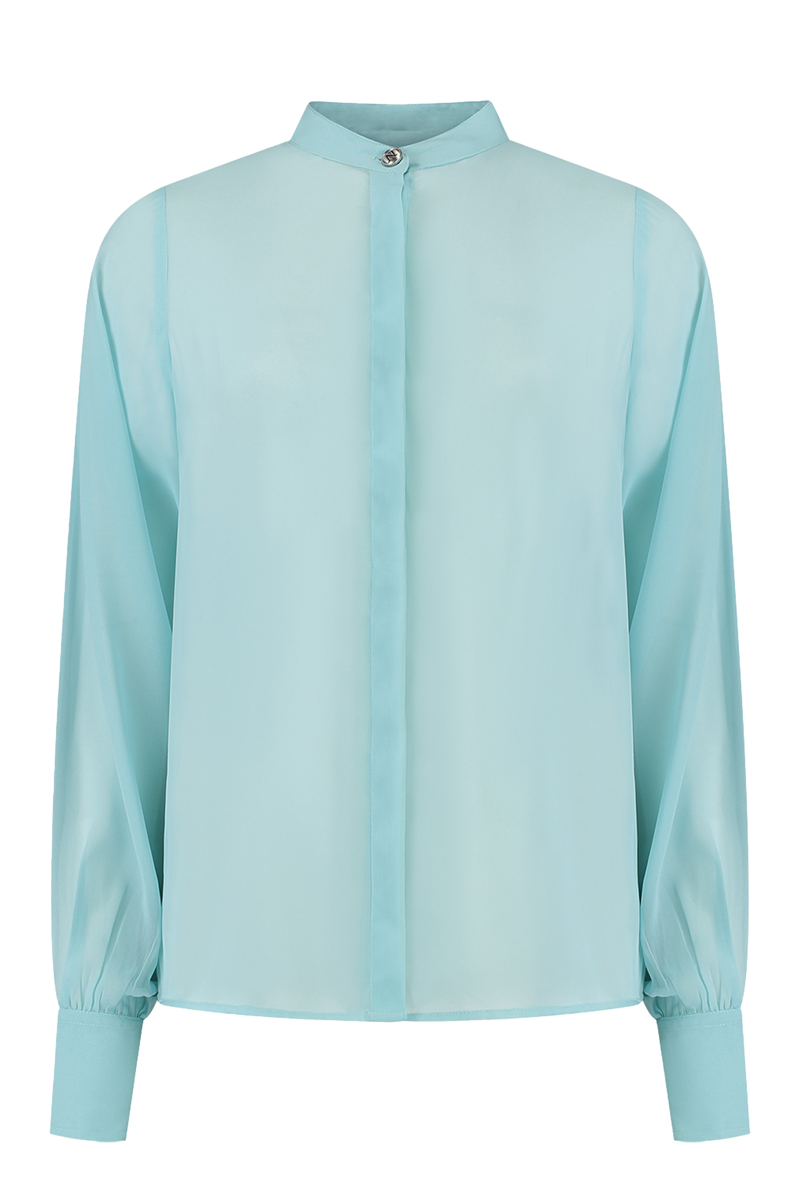 Dames blouse lange mouw blauw