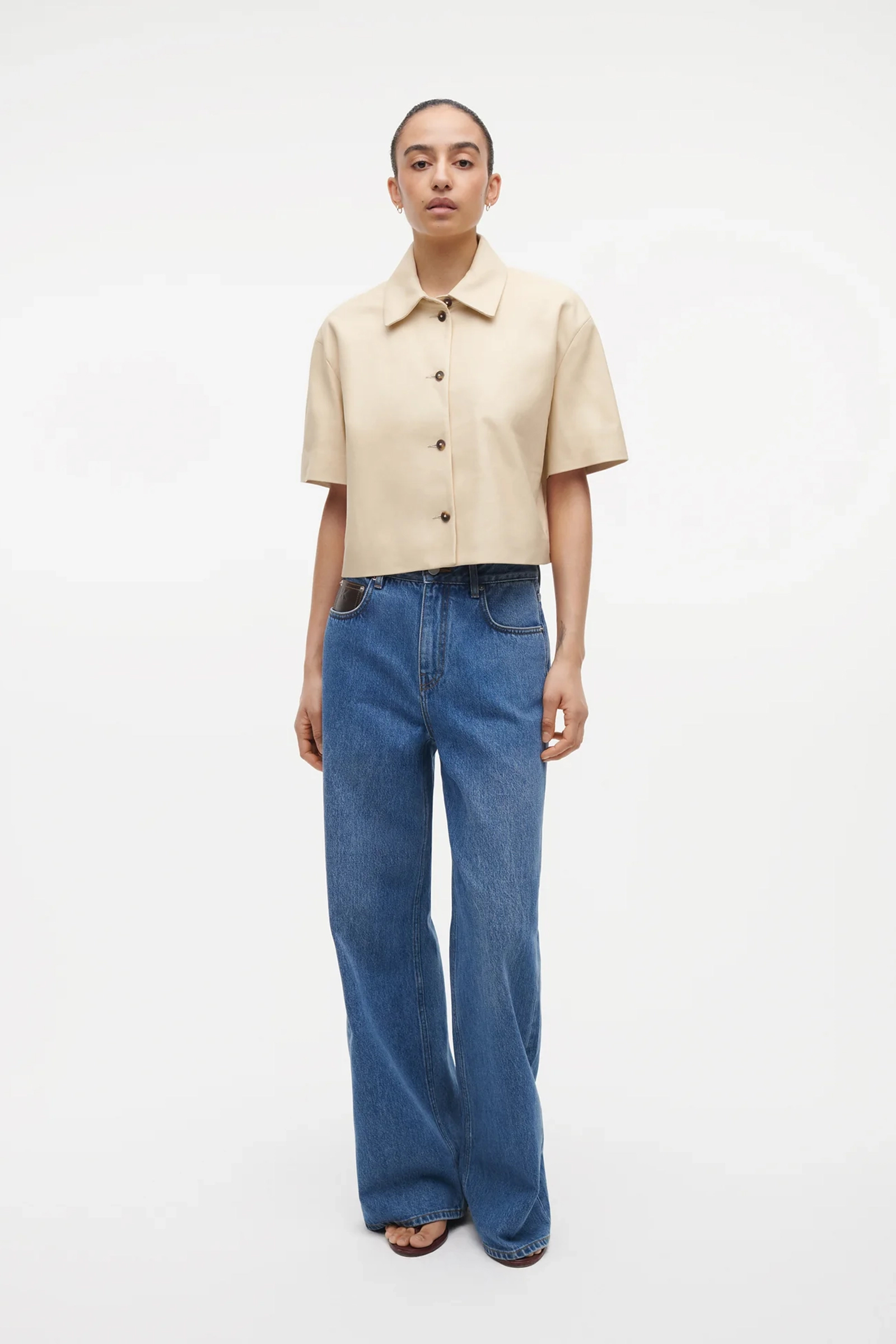 Dames leren jas geel