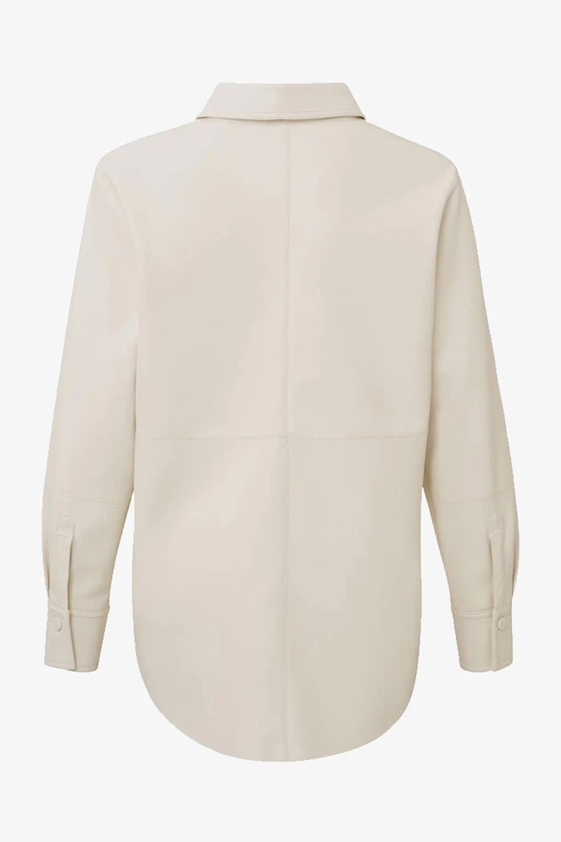 Yaya Faux leather blouse Bruin/Beige-1 2