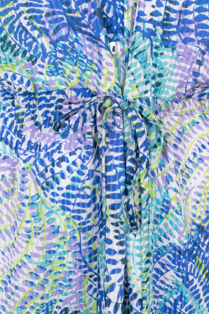Esqualo Dress short raglan Bayside Leaves print Blauw-1 2