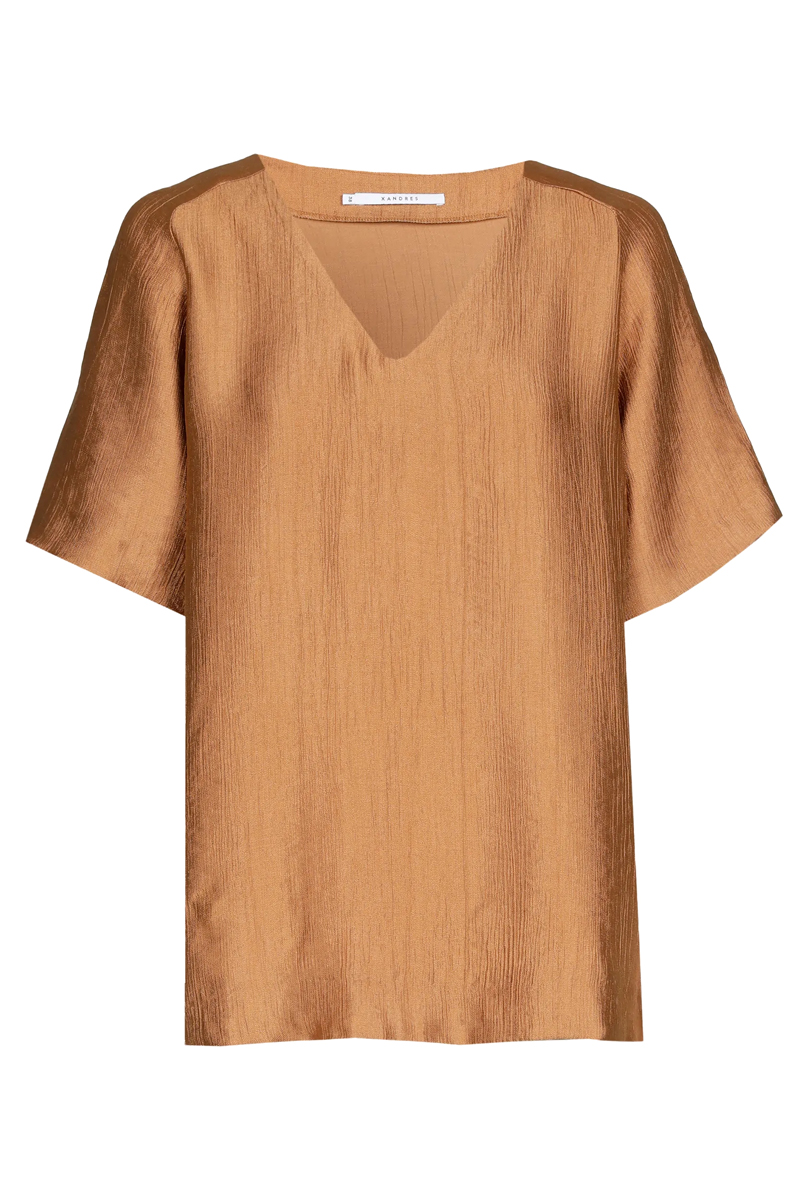 Dames blouse lange mouw bruin