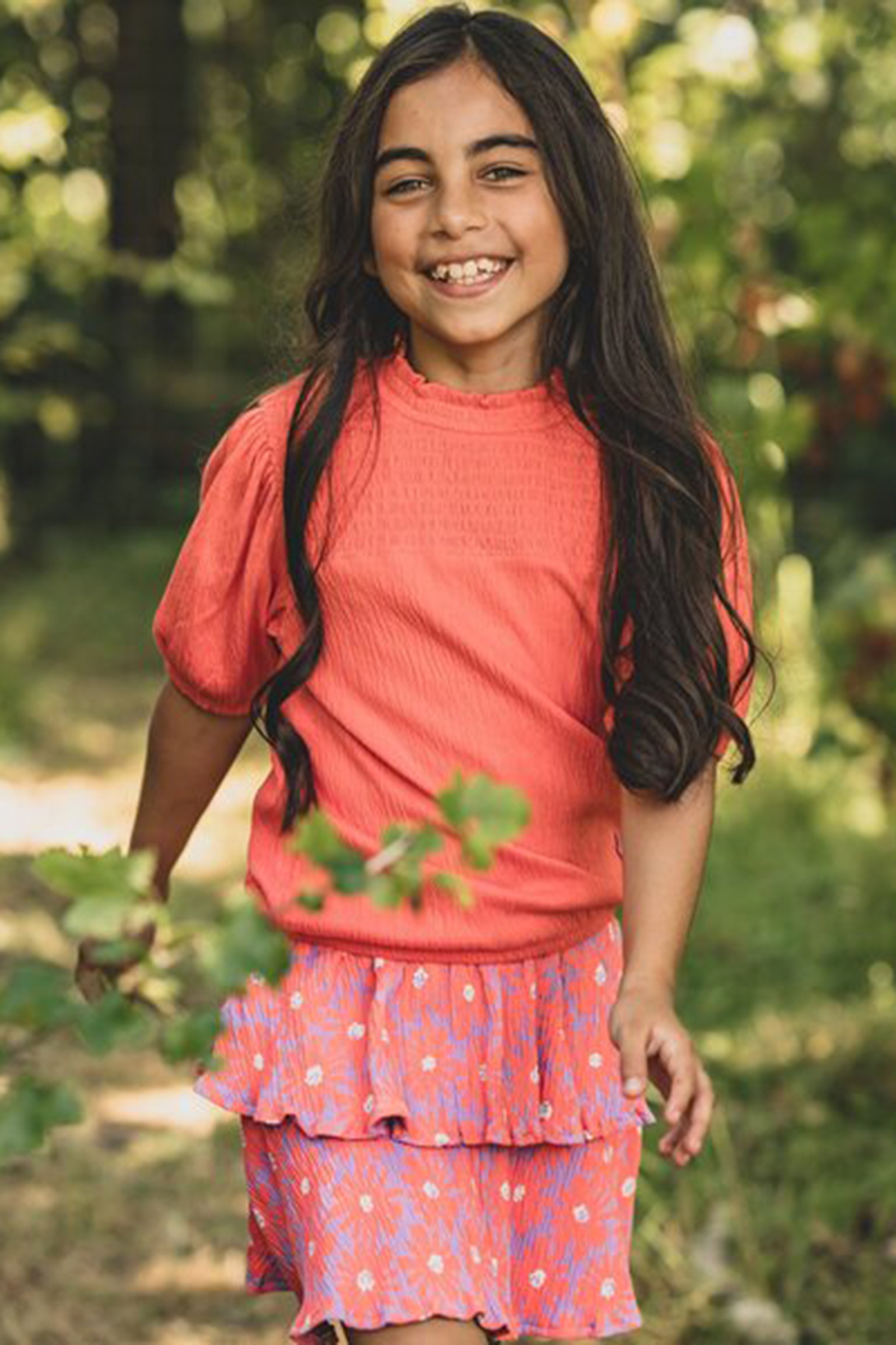 Meisjes t-shirt korte mouw oranje