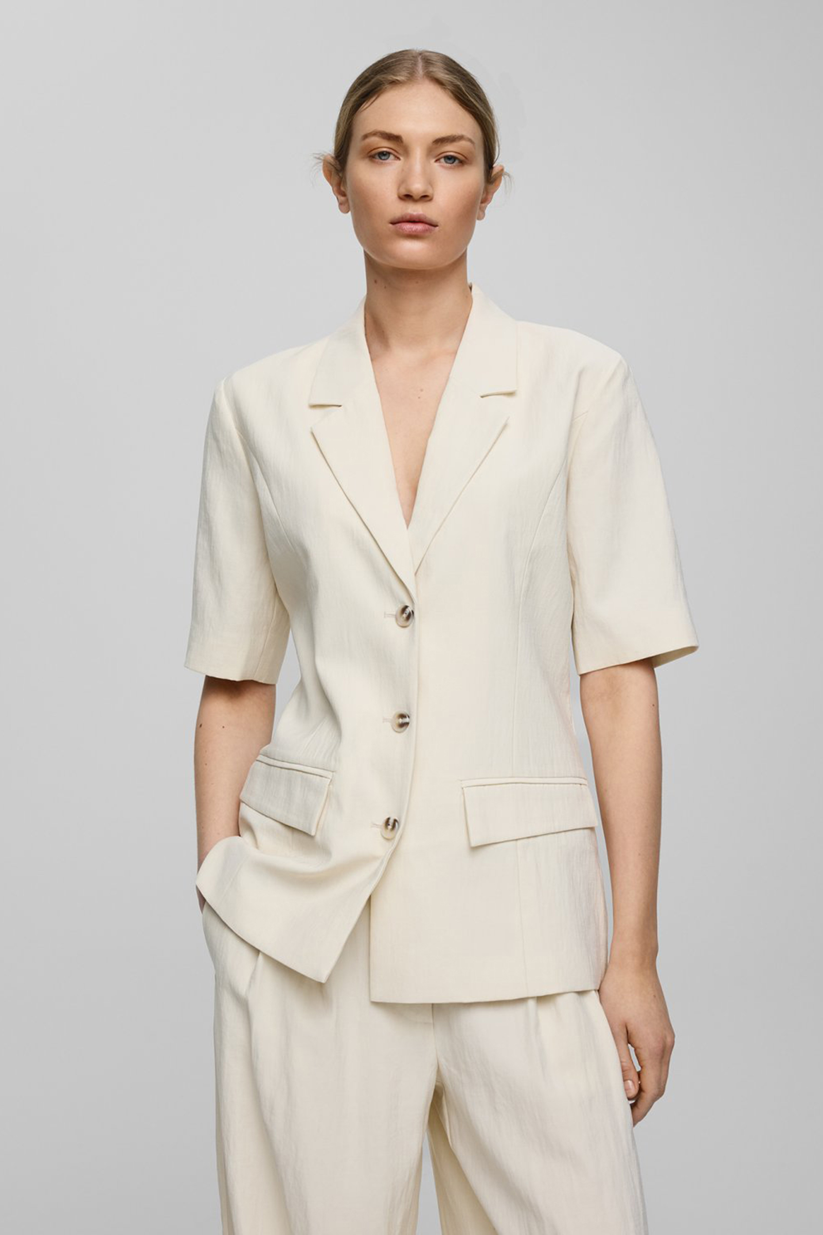 Msch MSCHBlase Edelmira 2 4 Blazer Ecru-1 2