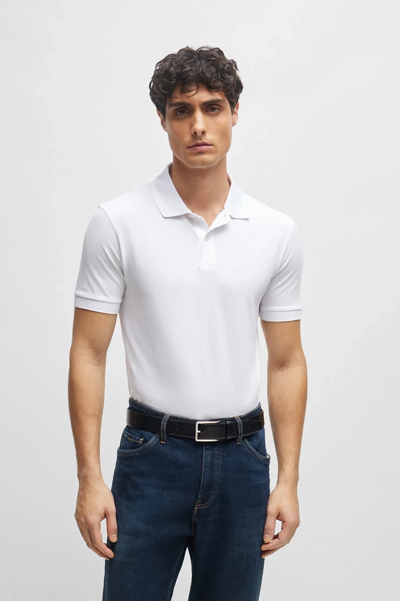 Heren polo korte mouw wit