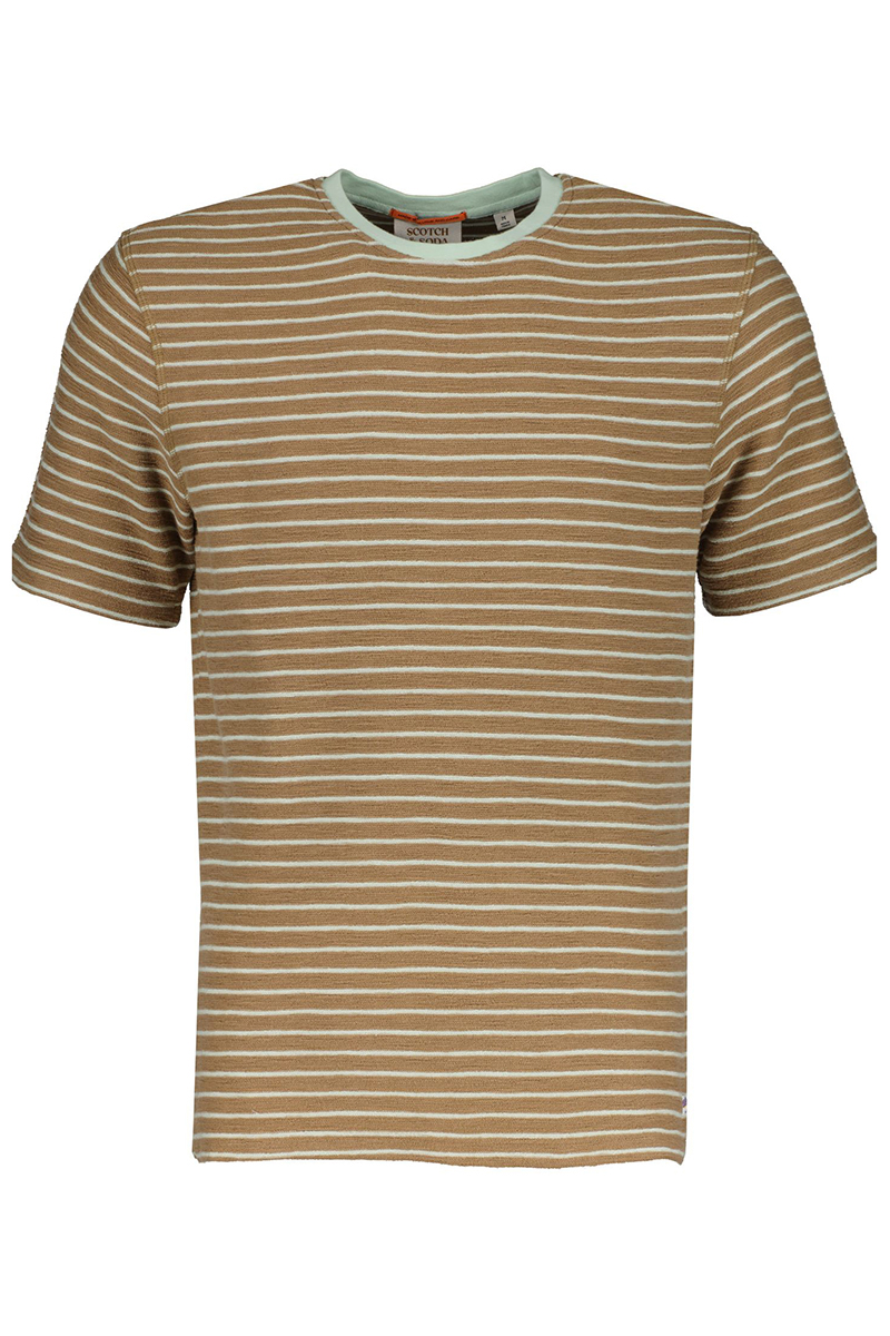 Scotch & Soda Structured Striped T-shirt Taupe/ Sea Foam 1