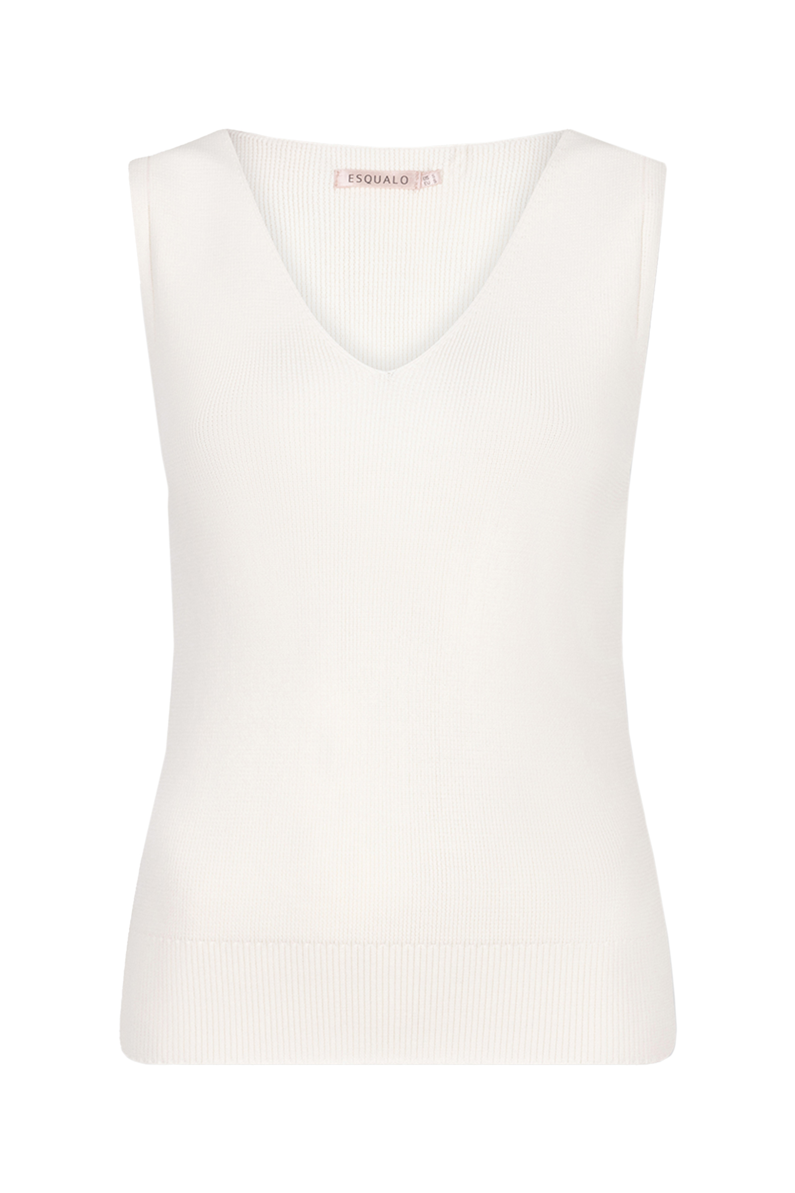 Esqualo Top rib V-neck Ecru-1 1