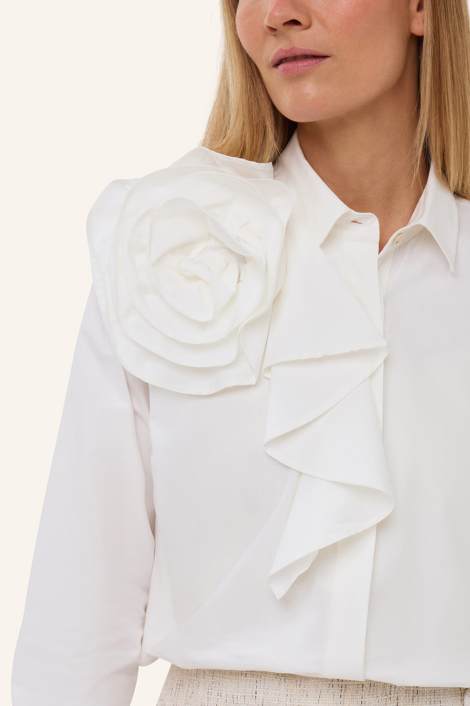 Dames blouse lange mouw ecru