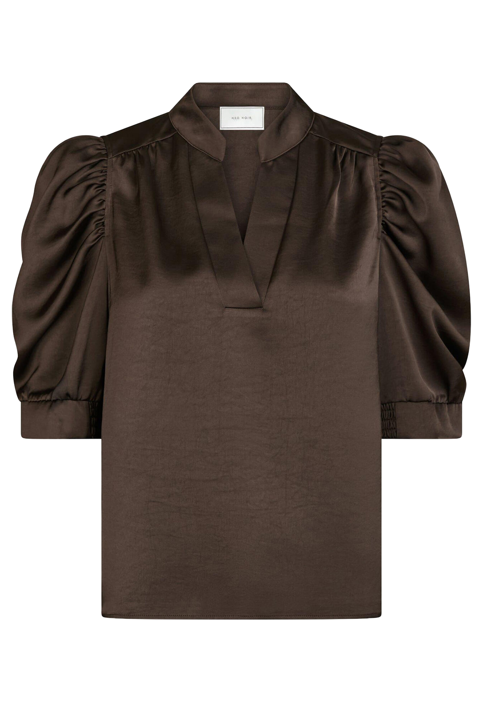 Dames blouse korte mouw bruin