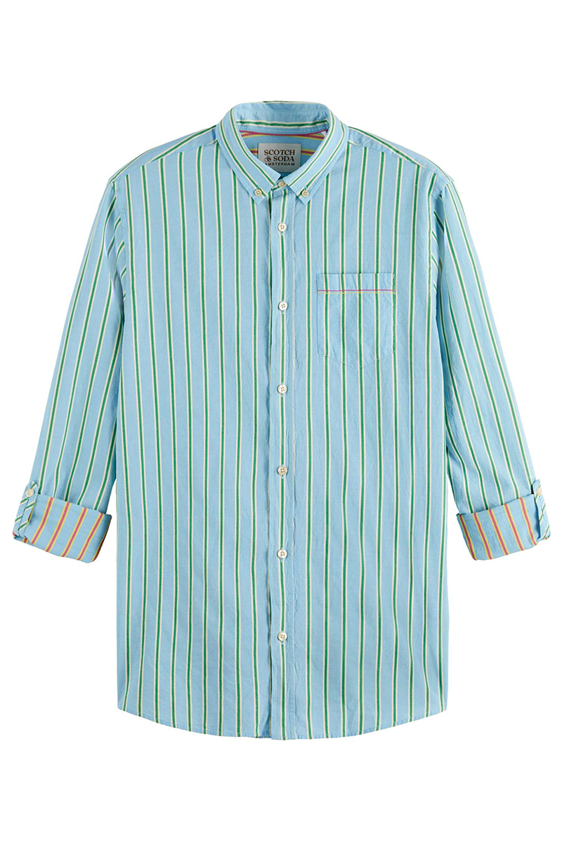 Heren overhemd lm casual blauw