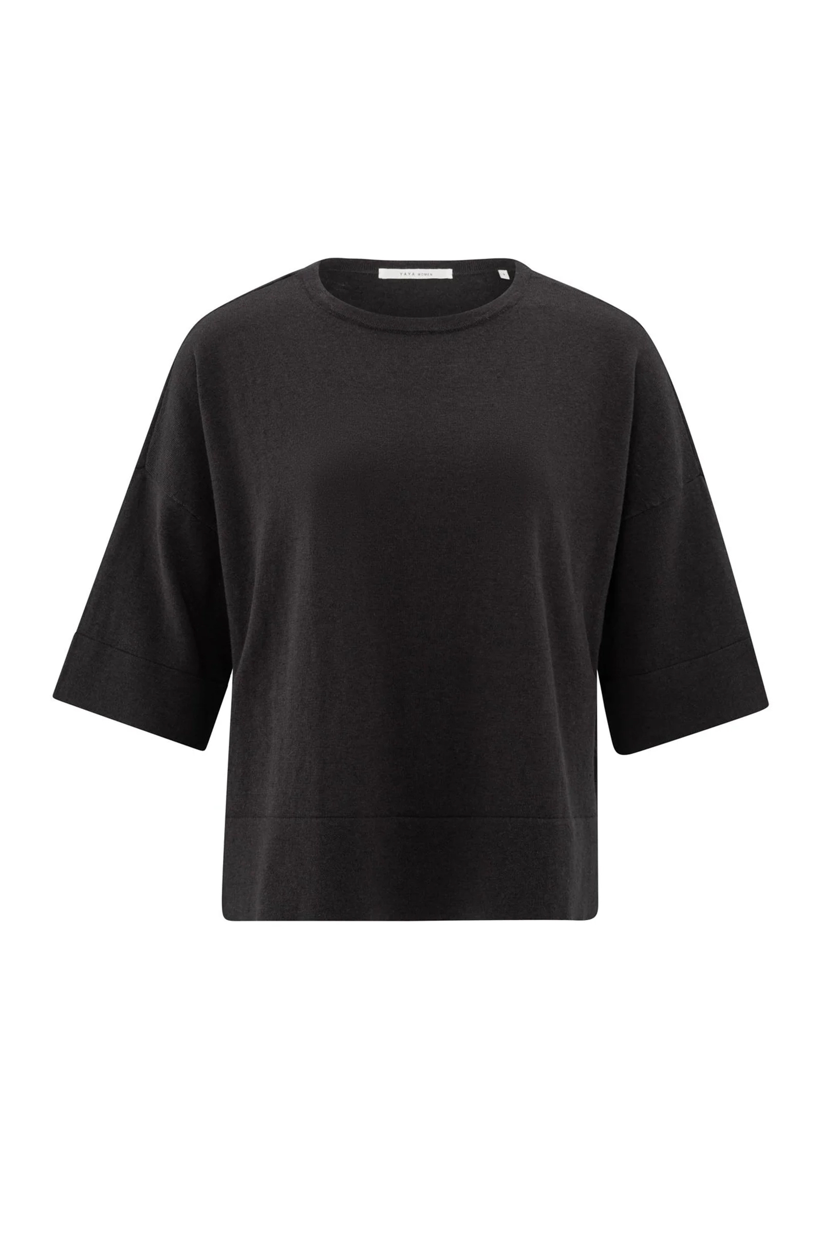 Yaya Oversized fine knitted t-shirt PHANTOM 1