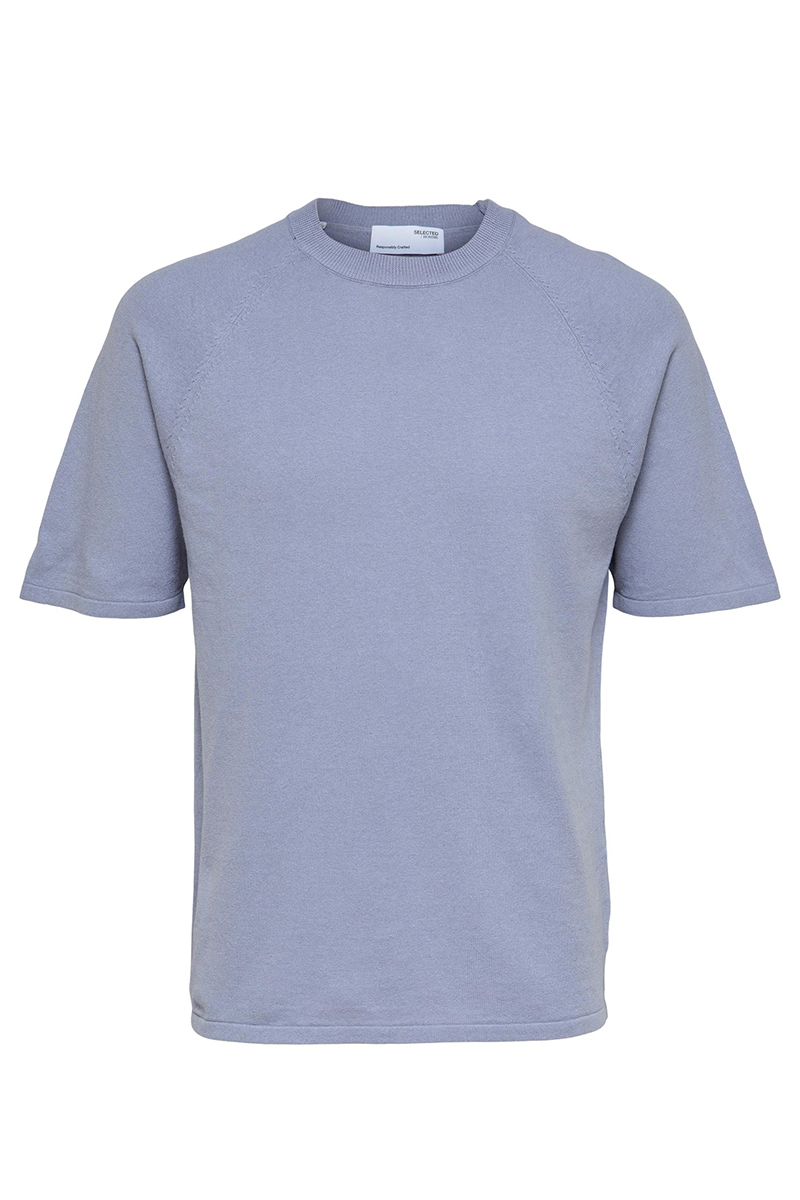 Selected SLHDANIEL SS KNIT TEE W Paars-1 1